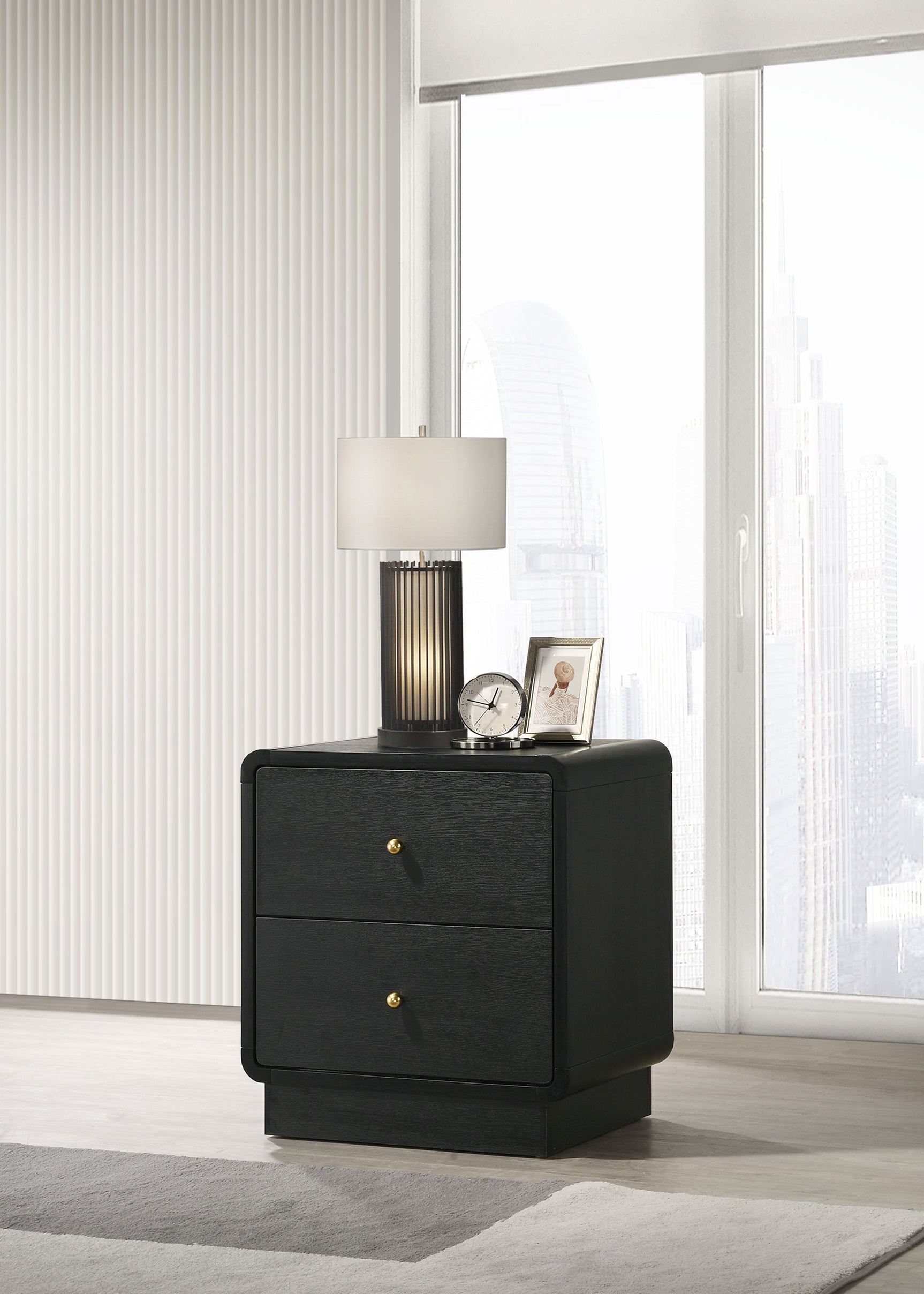 Cavelle 2-drawer Nightstand Bedside Table Black - Tampa Furniture Outlet