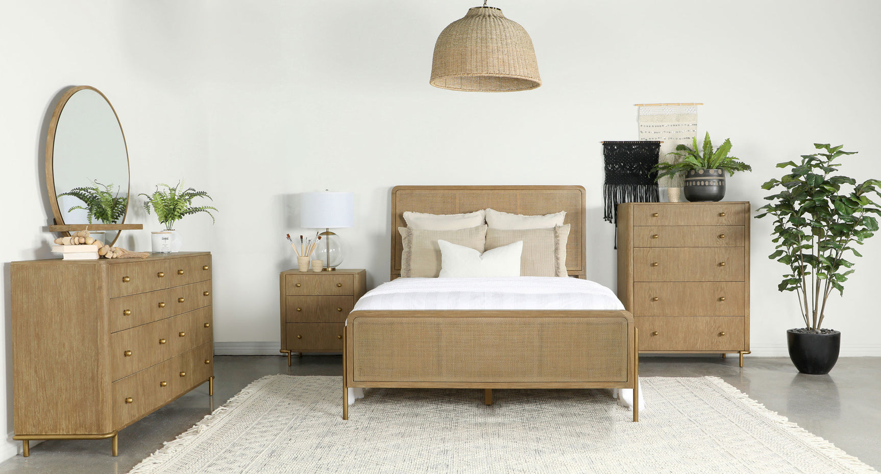 Tampa Furniture Outlet - Coaster - Arini 5-piece California King Bedroom Set Sand Wash - 224300KW-S5