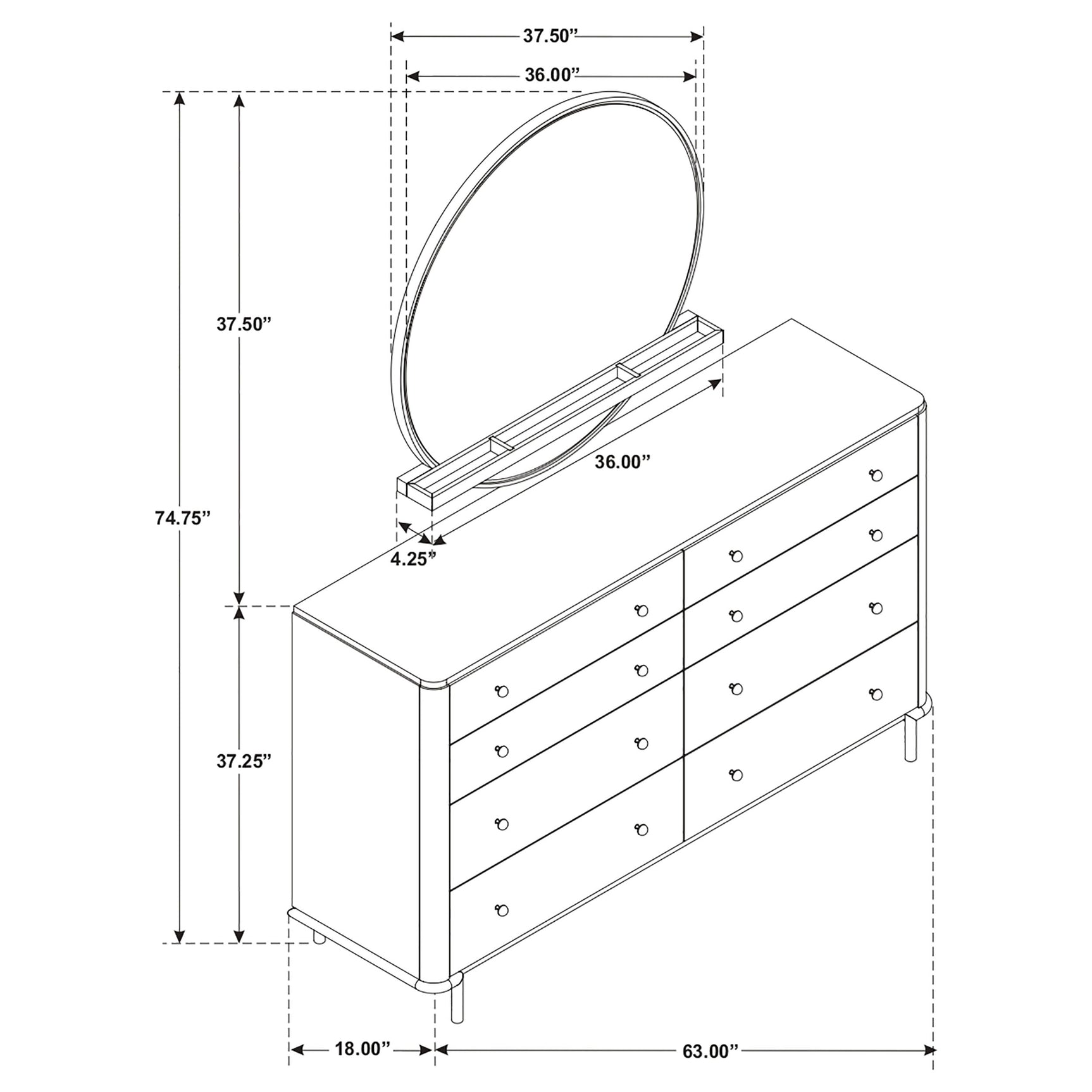 Arini 8-drawer Dresser with Mirror Sand Wash - Tampa Furniture Outlet