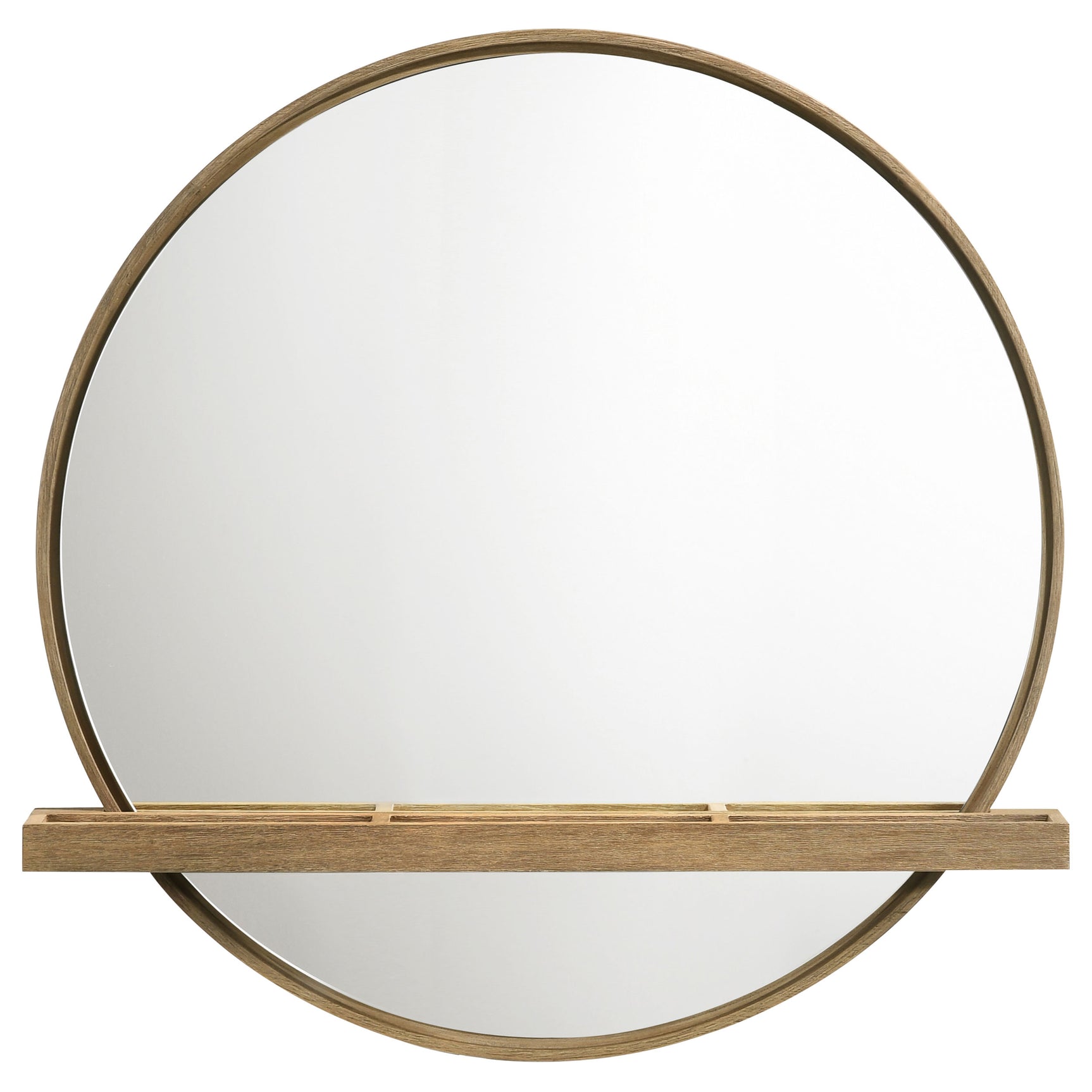 Arini Round Vanity Wall Mirror with Shelf Sand Wash - Tampa Furniture Outlet