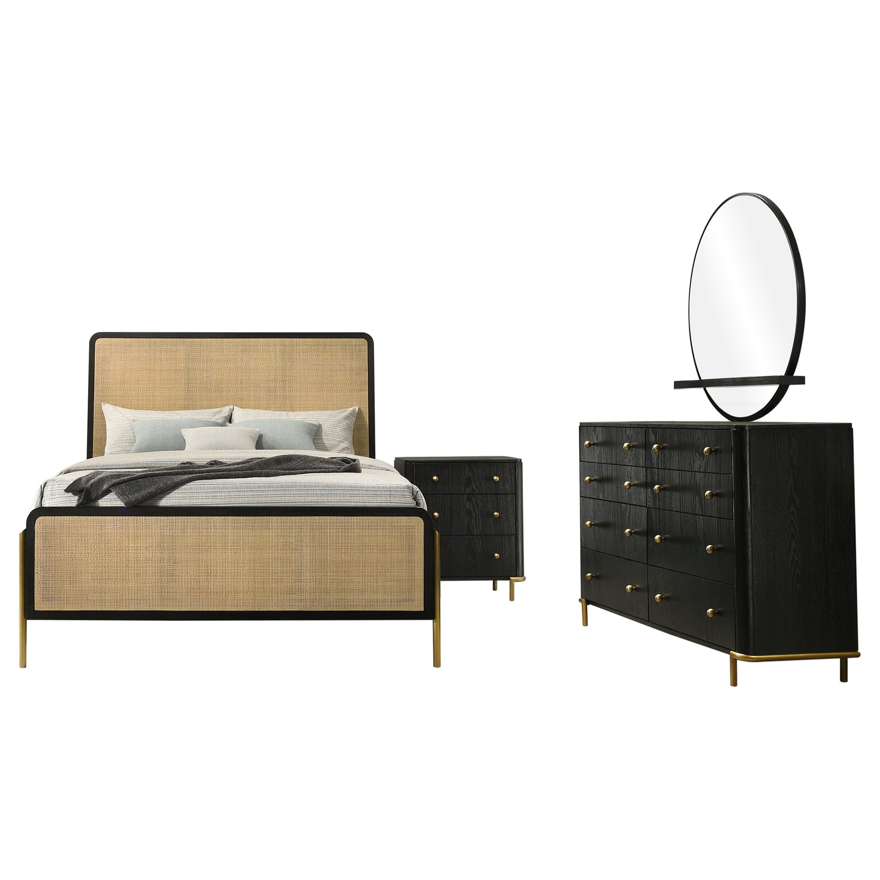 Arini 4-piece Eastern King Bedroom Set Black and Natural - Tampa Furniture Outlet
