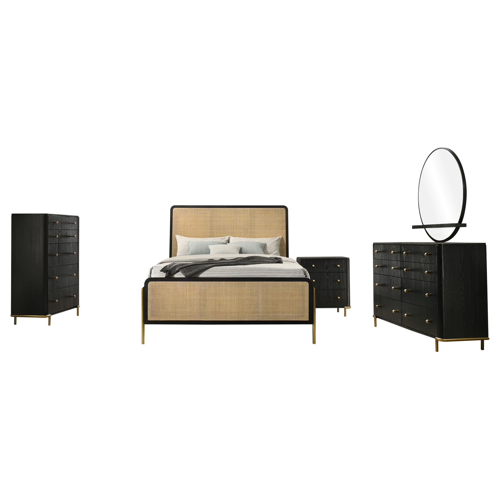 Arini 5-piece Eastern King Bedroom Set Black and Natural - Tampa Furniture Outlet