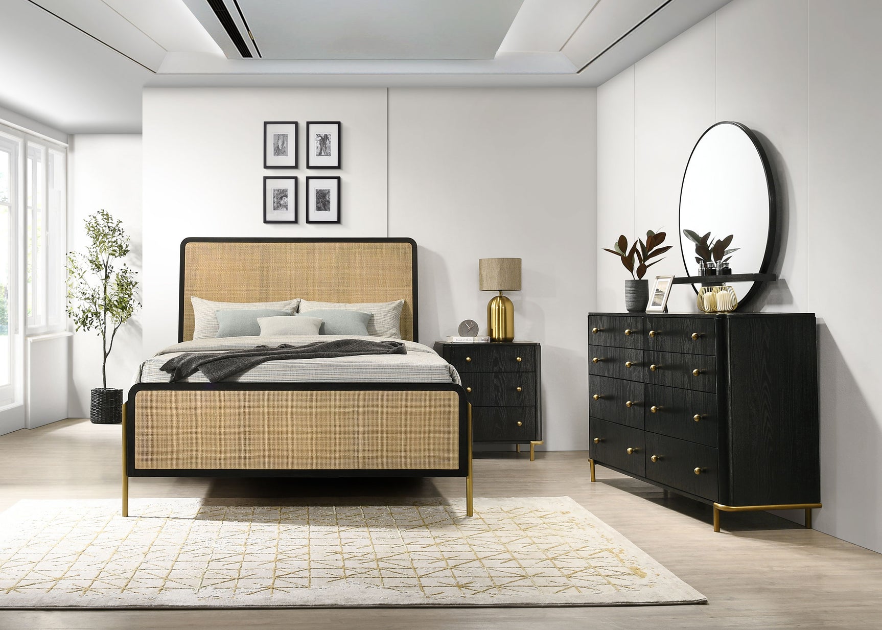 Tampa Furniture Outlet - Coaster - Arini 4-piece Queen Bedroom Set Black and Natural - 224330Q-S4