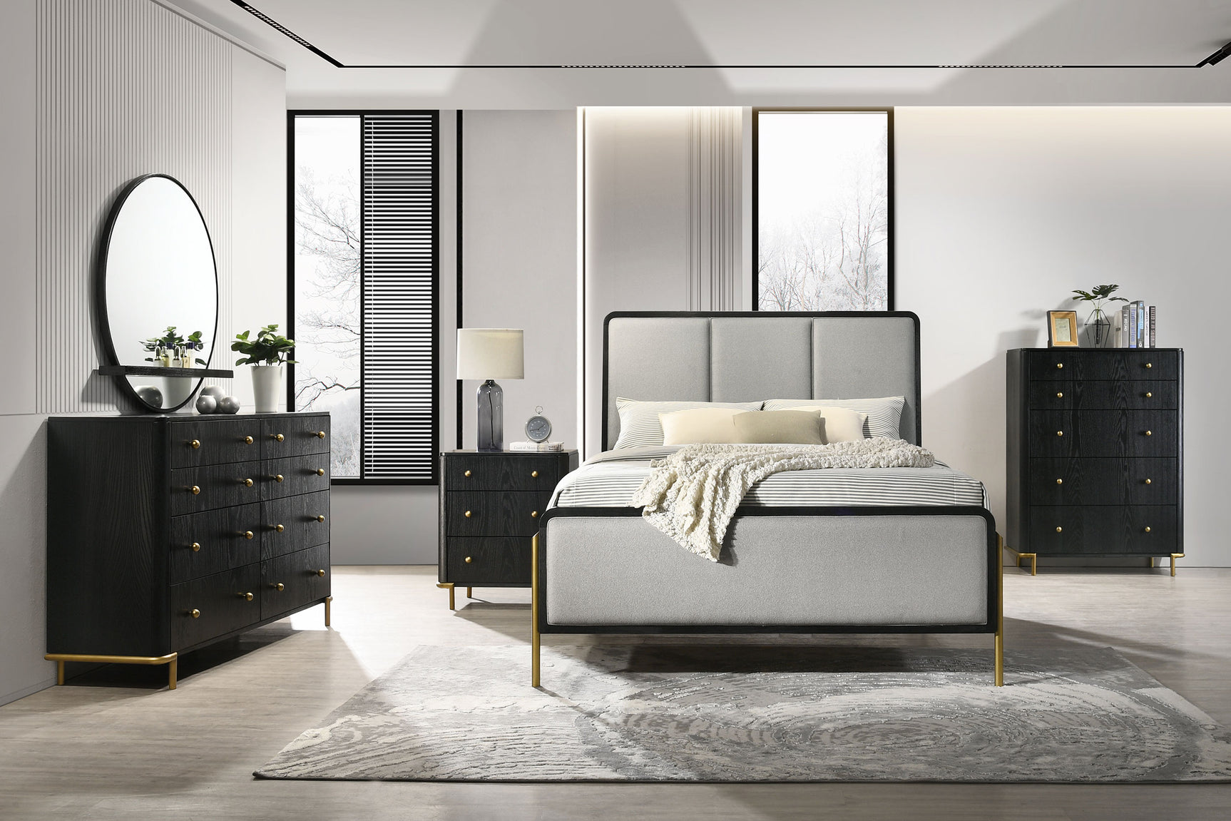 Tampa Furniture Outlet - Coaster - Arini 5-piece Eastern King Bedroom Set Black and Grey - 224331KE-S5