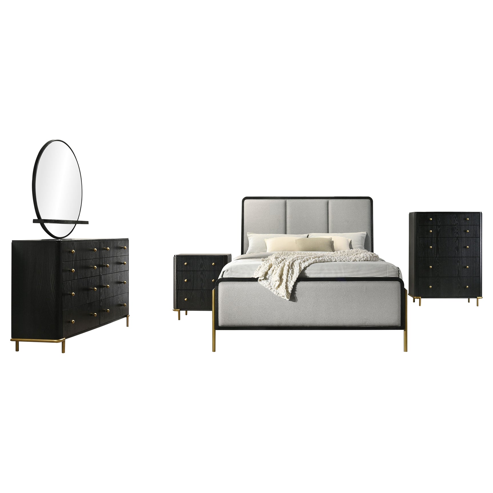 Arini 5-piece Eastern King Bedroom Set Black and Grey - Tampa Furniture Outlet
