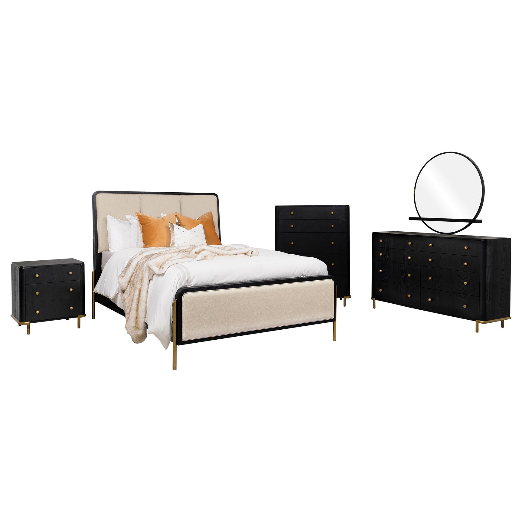 Arini 5-piece Eastern King Bedroom Set Cream and Black - Tampa Furniture Outlet