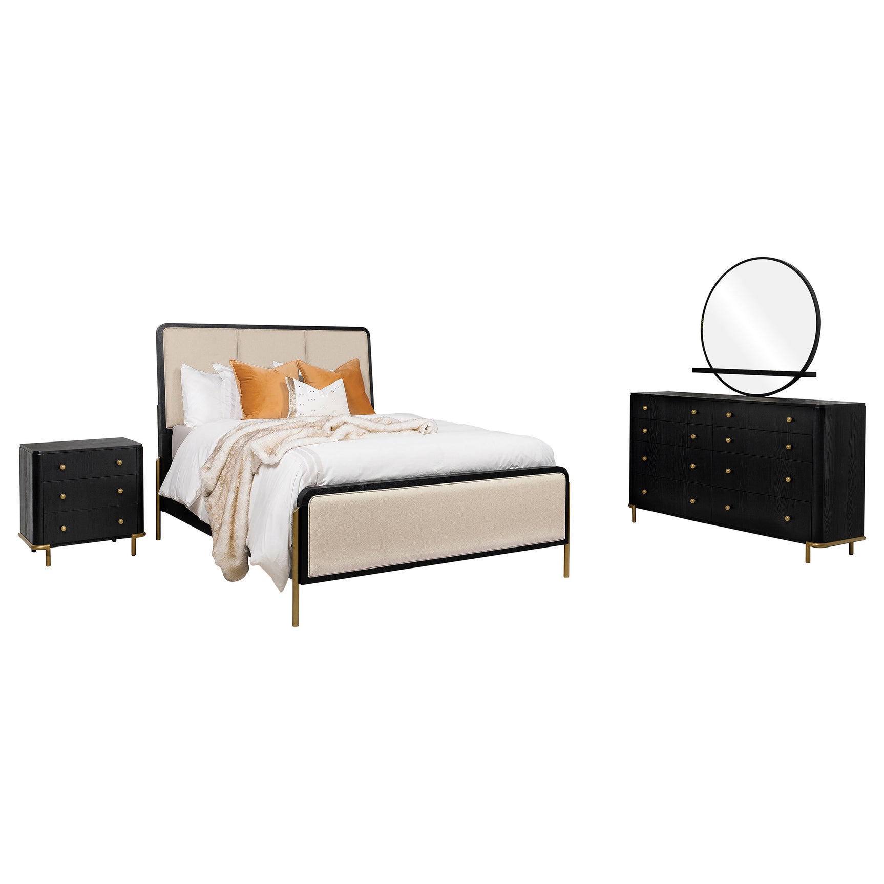 Arini 4-piece California King Bedroom Set Cream and Black - Tampa Furniture Outlet