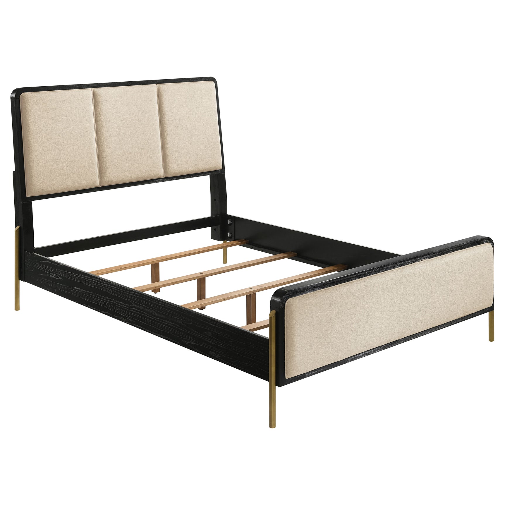 Tampa Furniture Outlet - Coaster - Arini 56-inch California King Panel Bed Cream and Black - 224331KWCRM