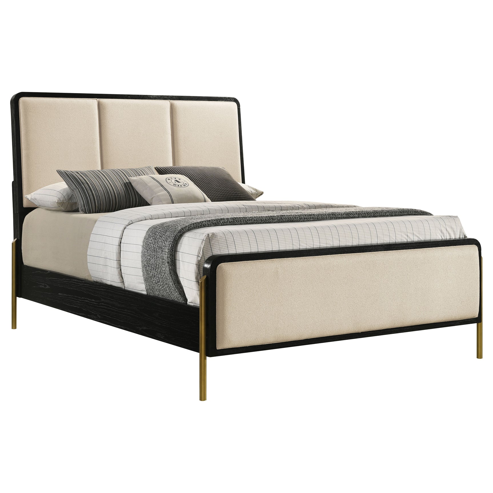 Arini 56-inch California King Panel Bed Cream and Black - Tampa Furniture Outlet