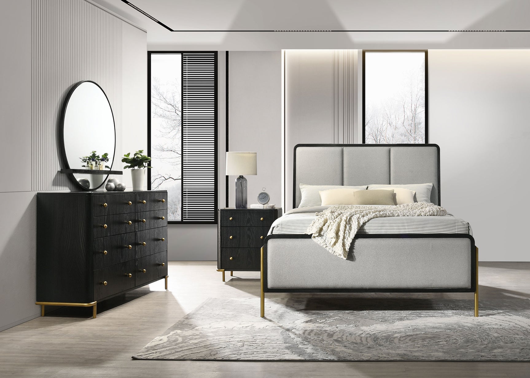 Tampa Furniture Outlet - Coaster - Arini 4-piece Queen Bedroom Set Black and Grey - 224331Q-S4