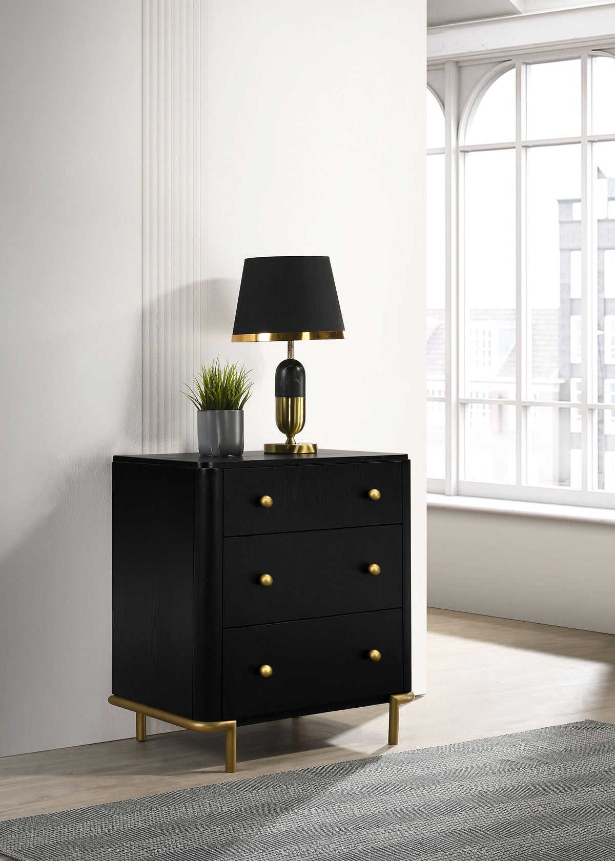 Arini 3-drawer Nightstand Black