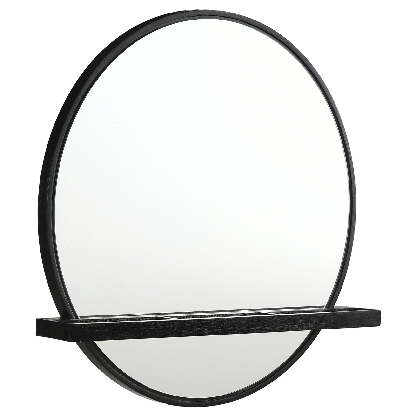 Tampa Furniture Outlet - Coaster - Arini Round Vanity Wall Mirror with Shelf Black - 224338