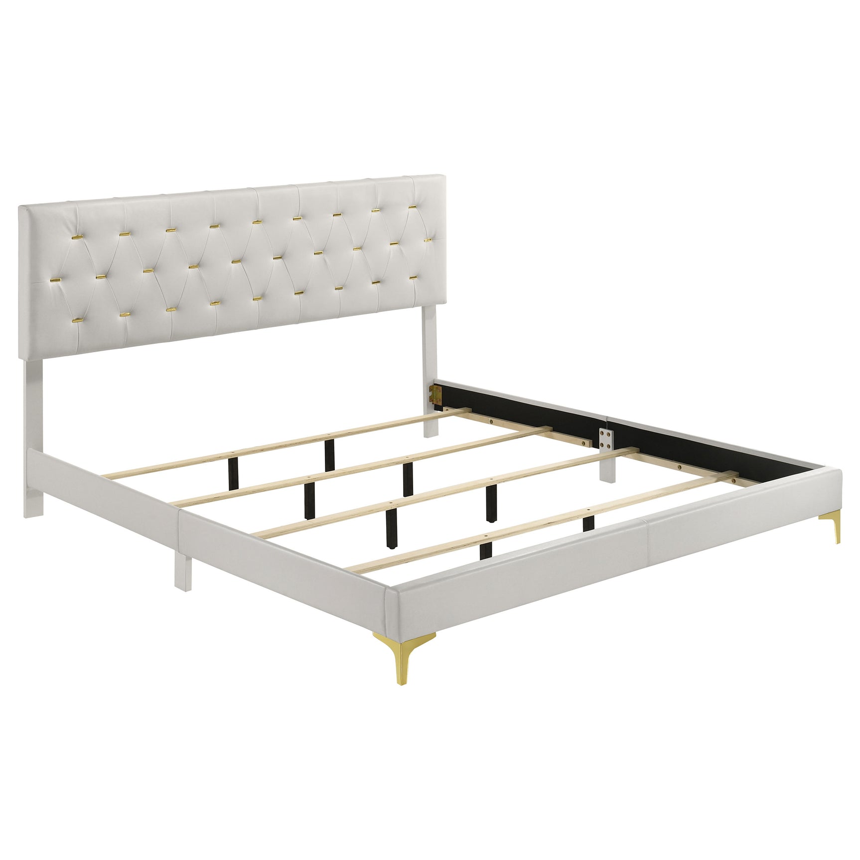 Tampa Furniture Outlet - Coaster - Kendall Upholstered Eastern King Panel Bed White - 224401KE