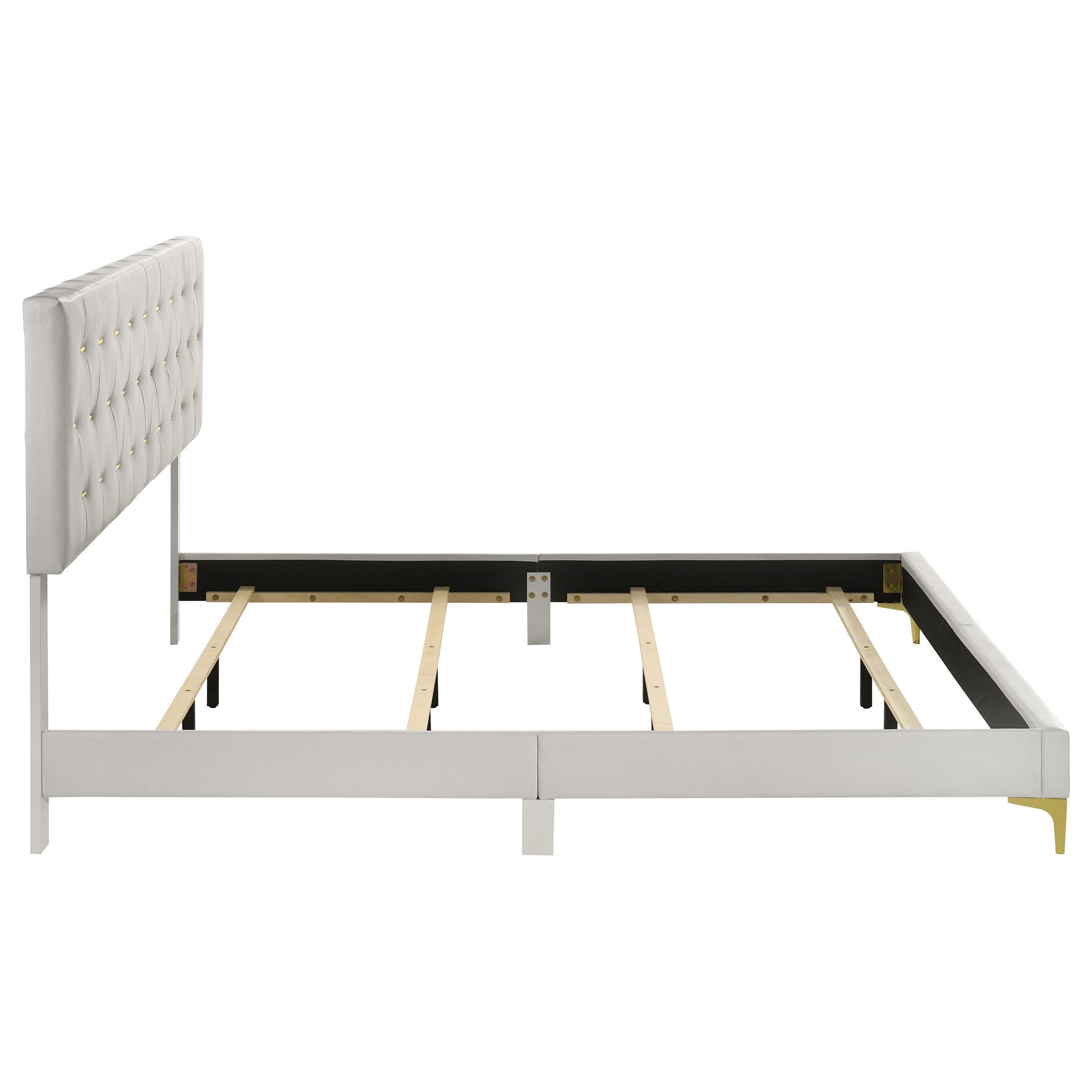 Kendall Upholstered Eastern King Panel Bed White - Tampa Furniture Outlet