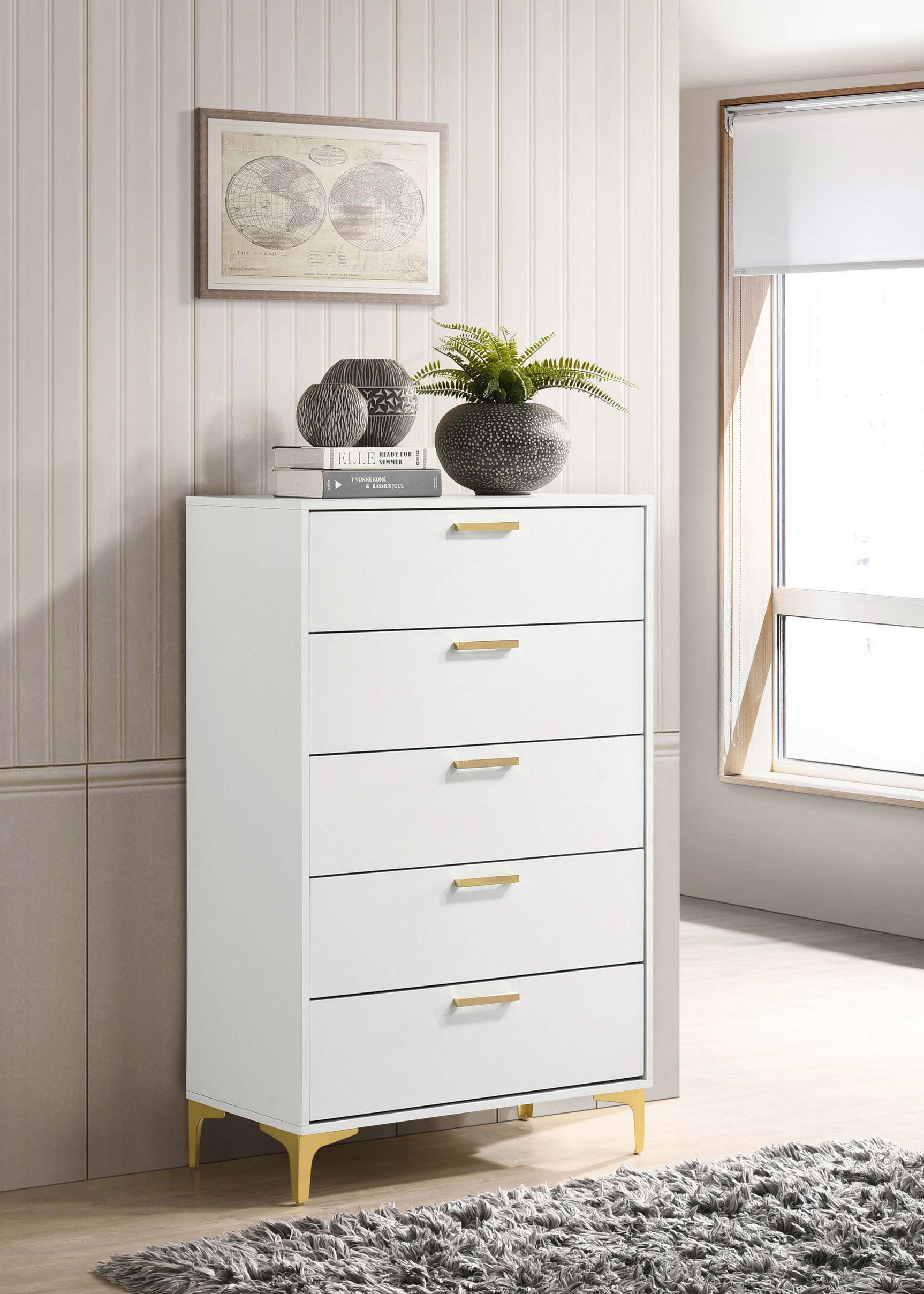 Kendall 5-drawer Bedroom Chest White - Tampa Furniture Outlet