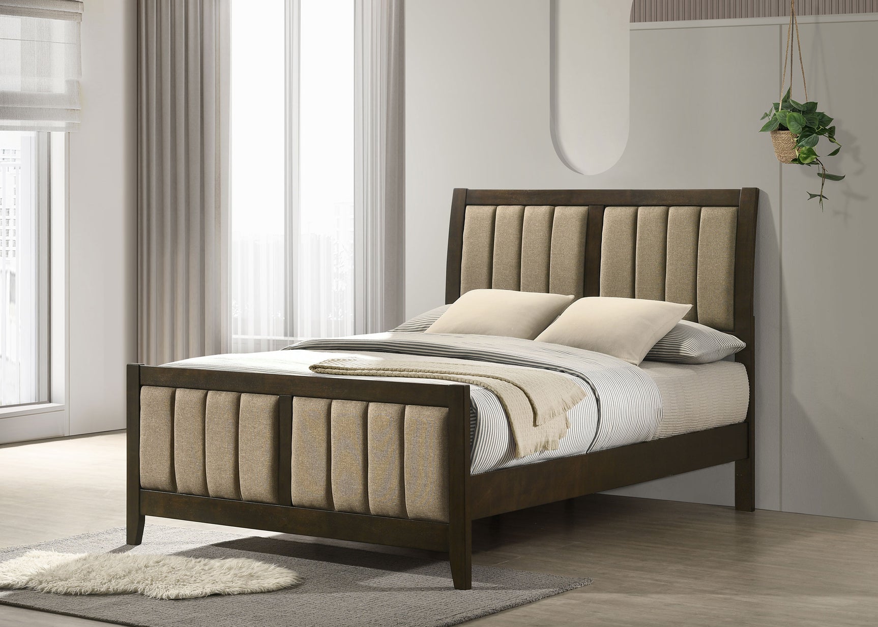 Wilkes 51-inch Upholstered Full Bed Dark Cocoa - Tampa Furniture Outlet