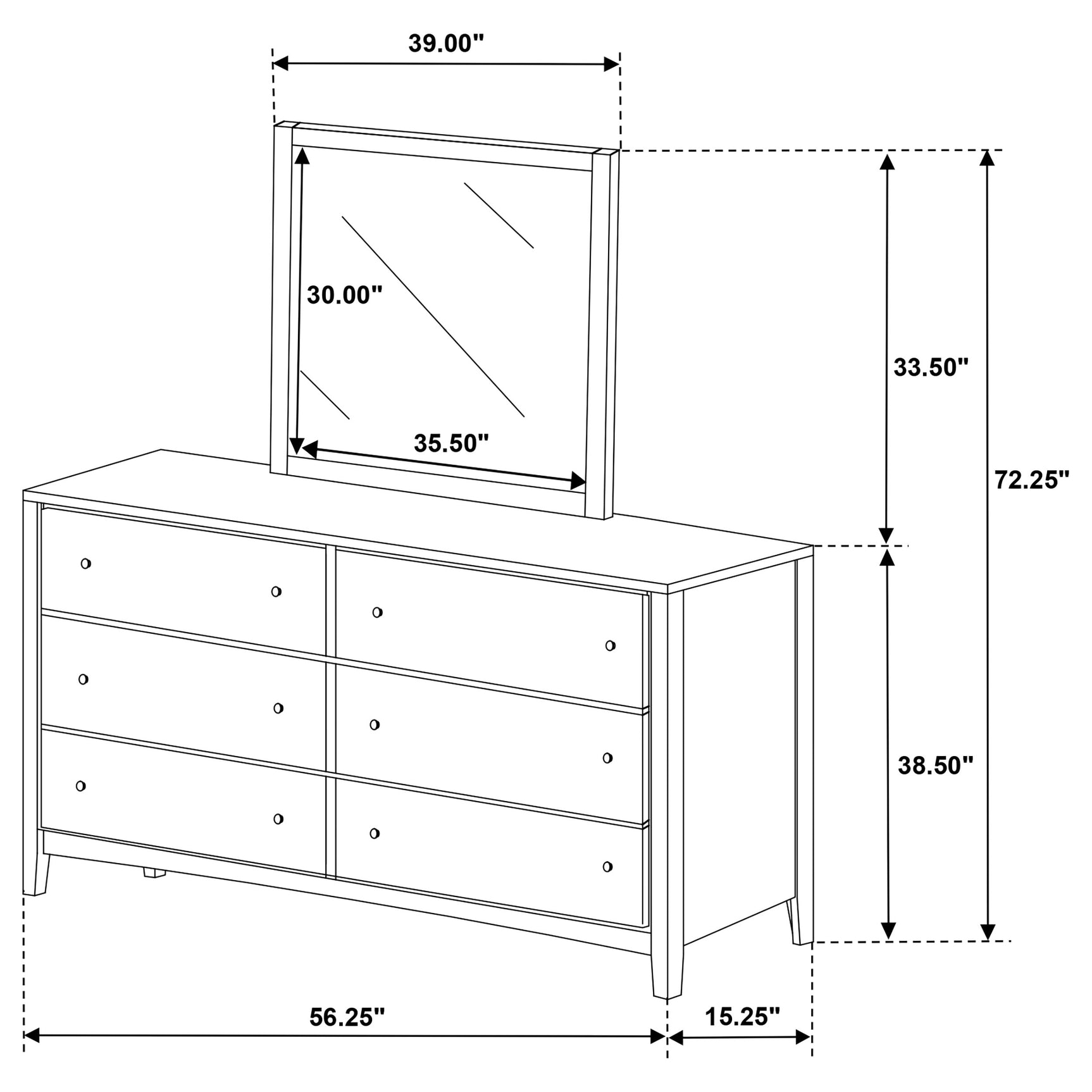 Wilkes 6-drawer Dresser and Mirror Dark Cocoa - Tampa Furniture Outlet