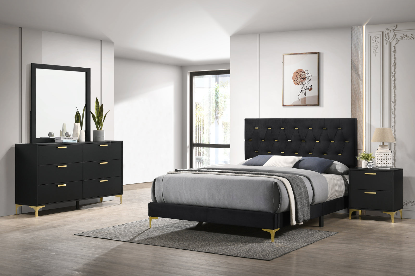 Tampa Furniture Outlet - Coaster - Kendall 4-piece California King Bedroom Set Black - 224451KW-S4