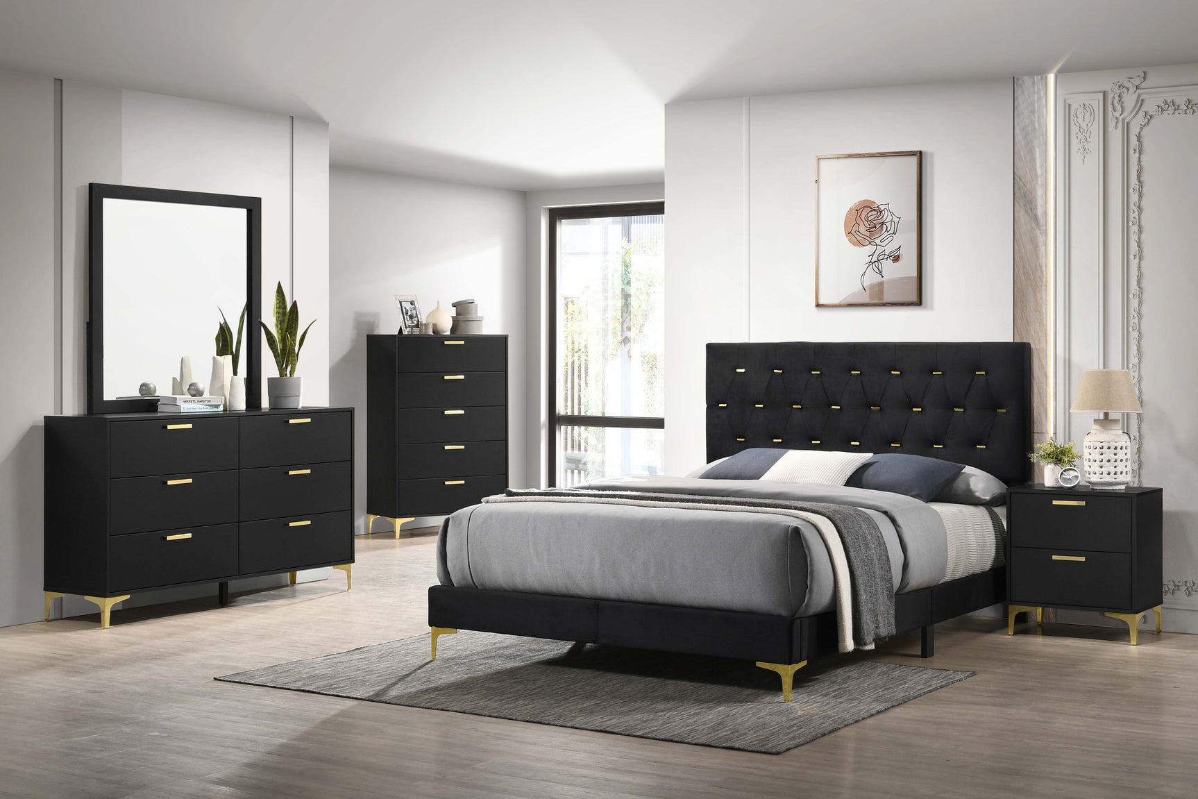Tampa Furniture Outlet - Coaster - Kendall 5-piece California King Bedroom Set Black - 224451KW-S5