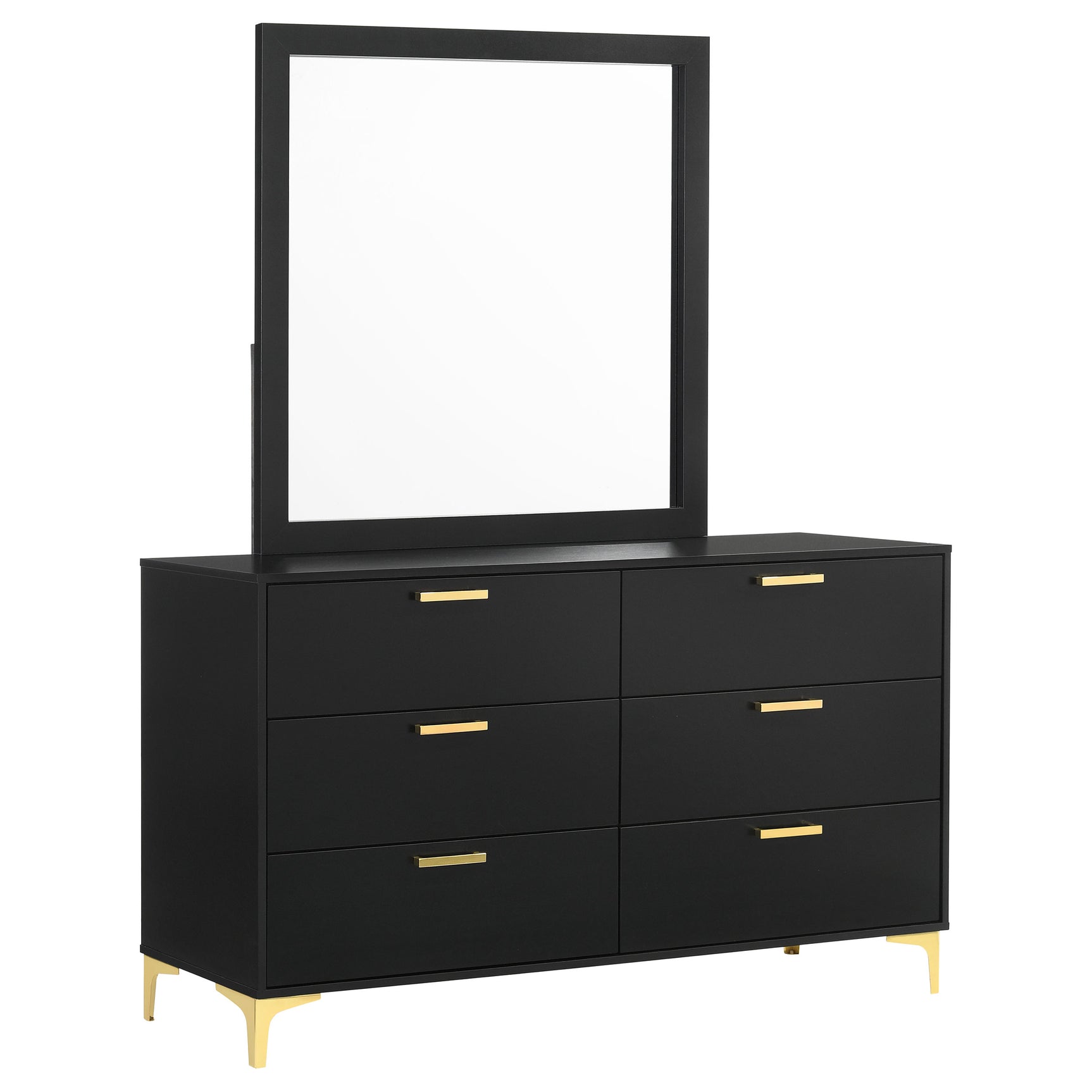 Tampa Furniture Outlet - Coaster - Kendall 6-drawer Dresser with Mirror Black - 224453M