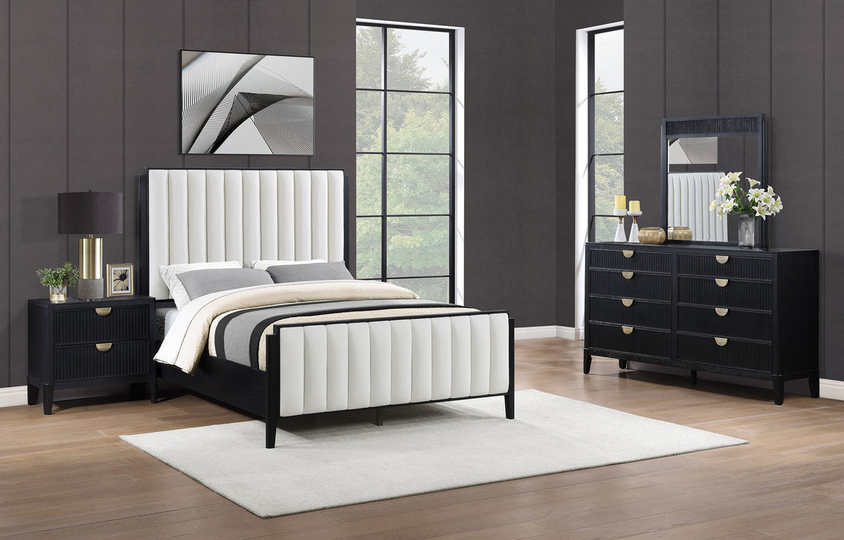 Tampa Furniture Outlet - Coaster - Brookmead 4-piece Upholstered Queen Bedroom Set Black - 224710Q-S4