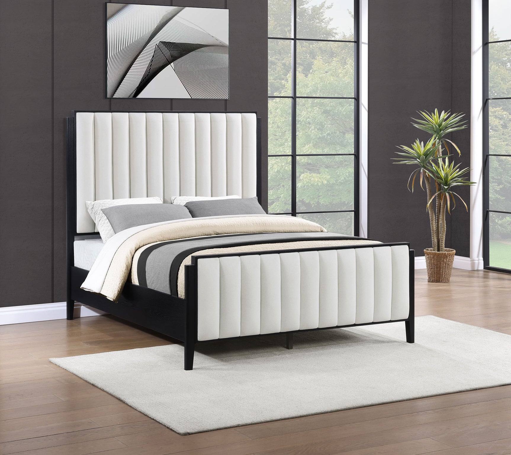 Brookmead 60-inch Upholstered Queen Bed Black - Tampa Furniture Outlet