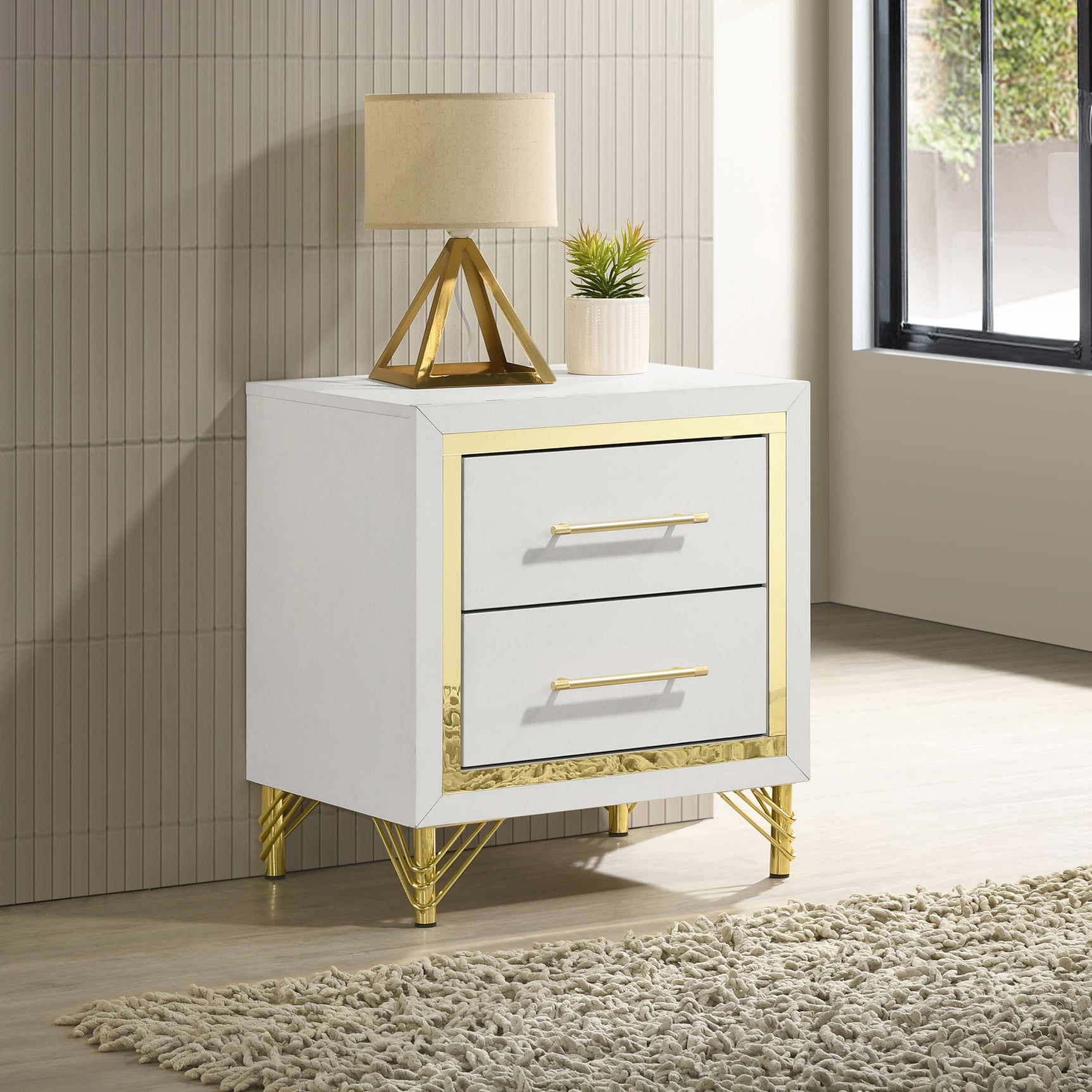 Lucia 2-drawer Nightstand Bedside Table White - Tampa Furniture Outlet