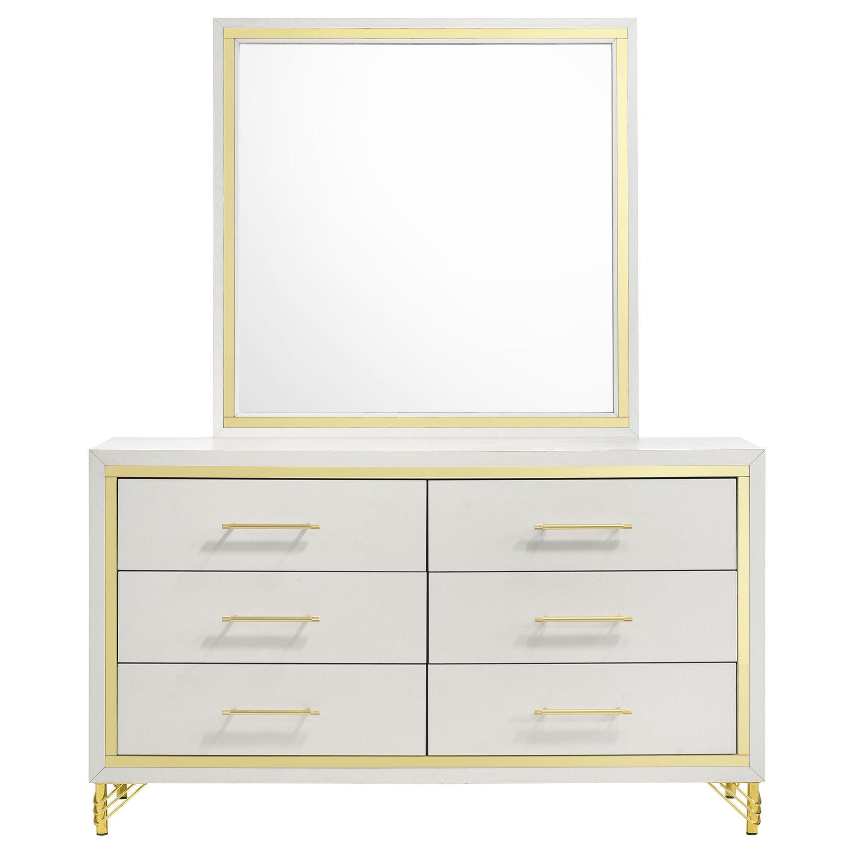 Lucia 6-drawer Dresser with Mirror White - Tampa Furniture Outlet