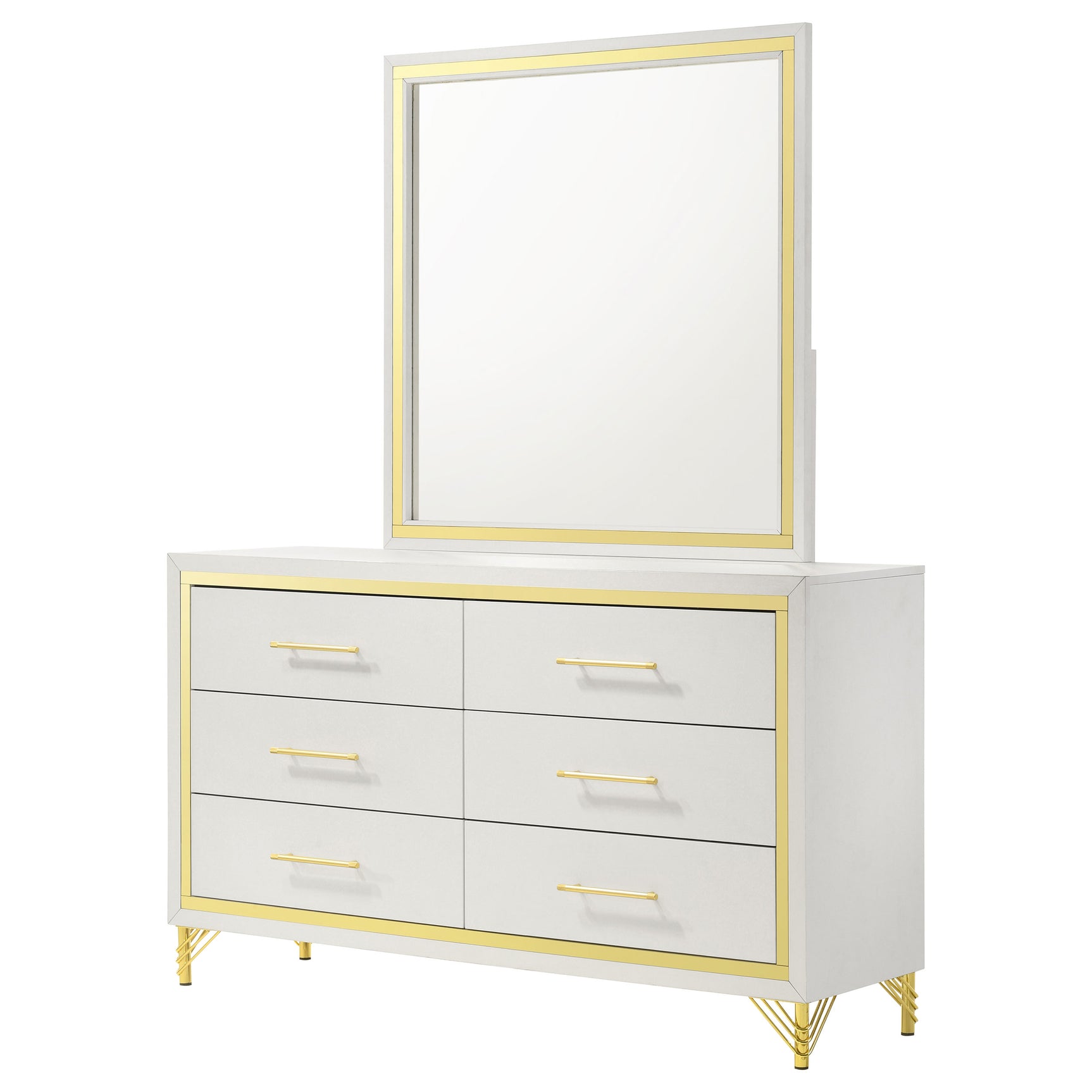 Lucia 6-drawer Dresser with Mirror White - Tampa Furniture Outlet