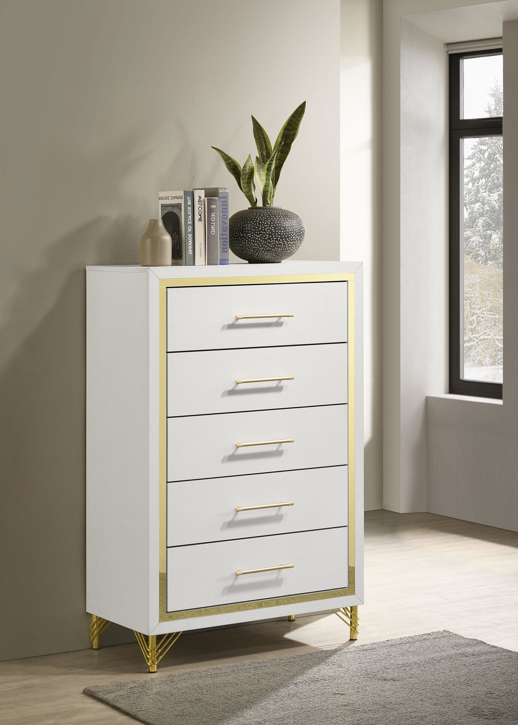 Lucia 5-drawer Bedroom Chest of Drawers White - Tampa Furniture Outlet