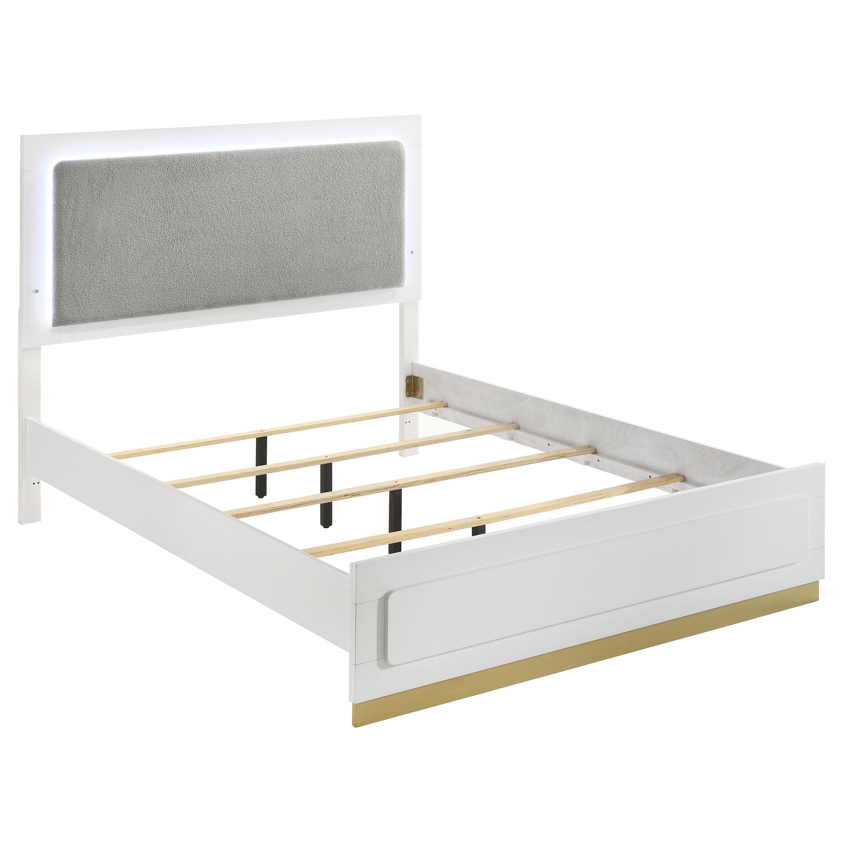 Tampa Furniture Outlet - Coaster - Caraway Wood Eastern King LED Panel Bed White - 224771KE