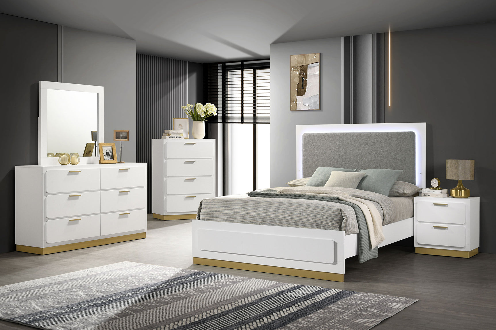 Tampa Furniture Outlet - Coaster - Caraway 5-piece California King Bedroom Set White - 224771KW-S5