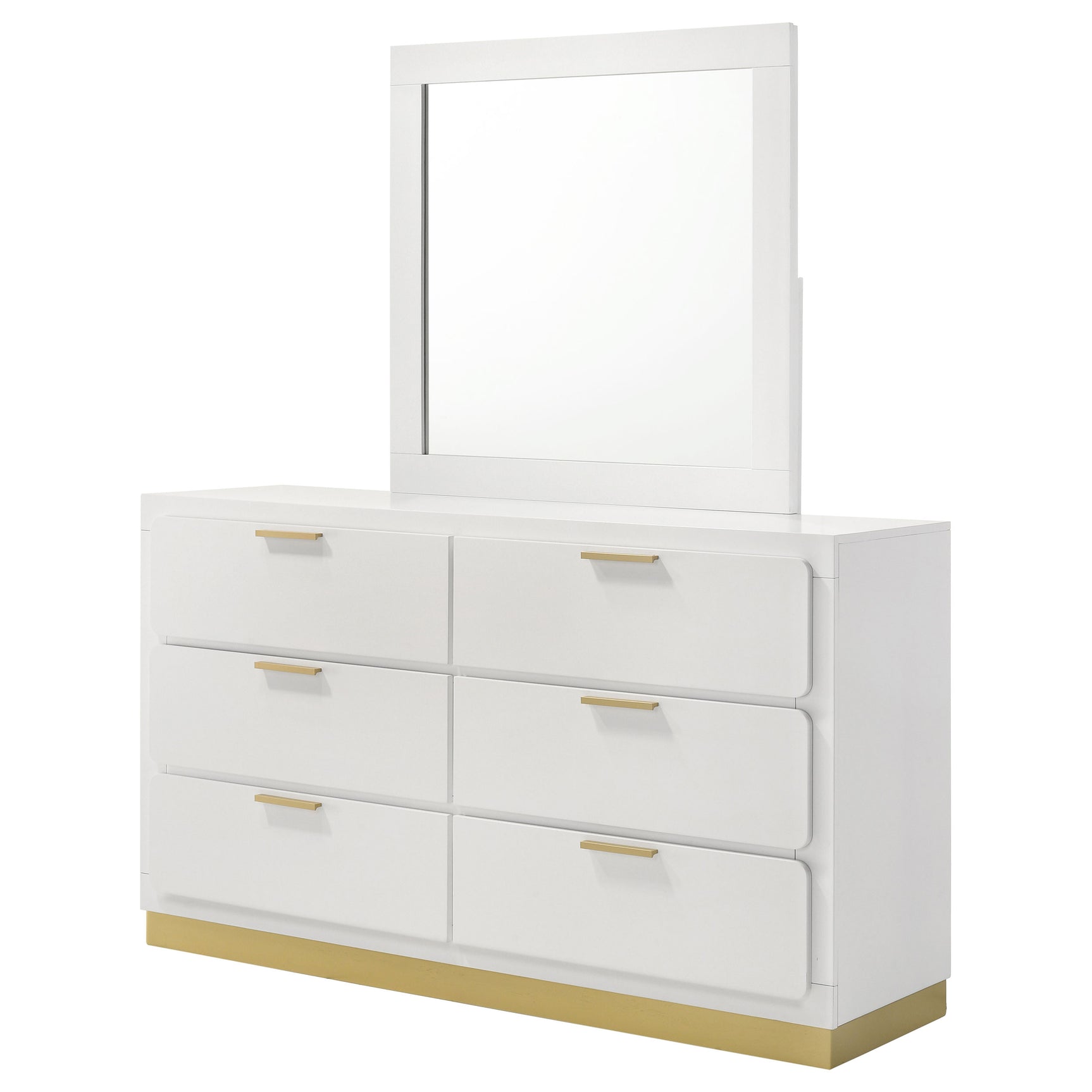 Caraway 6-drawer Dresser with Mirror White - Tampa Furniture Outlet