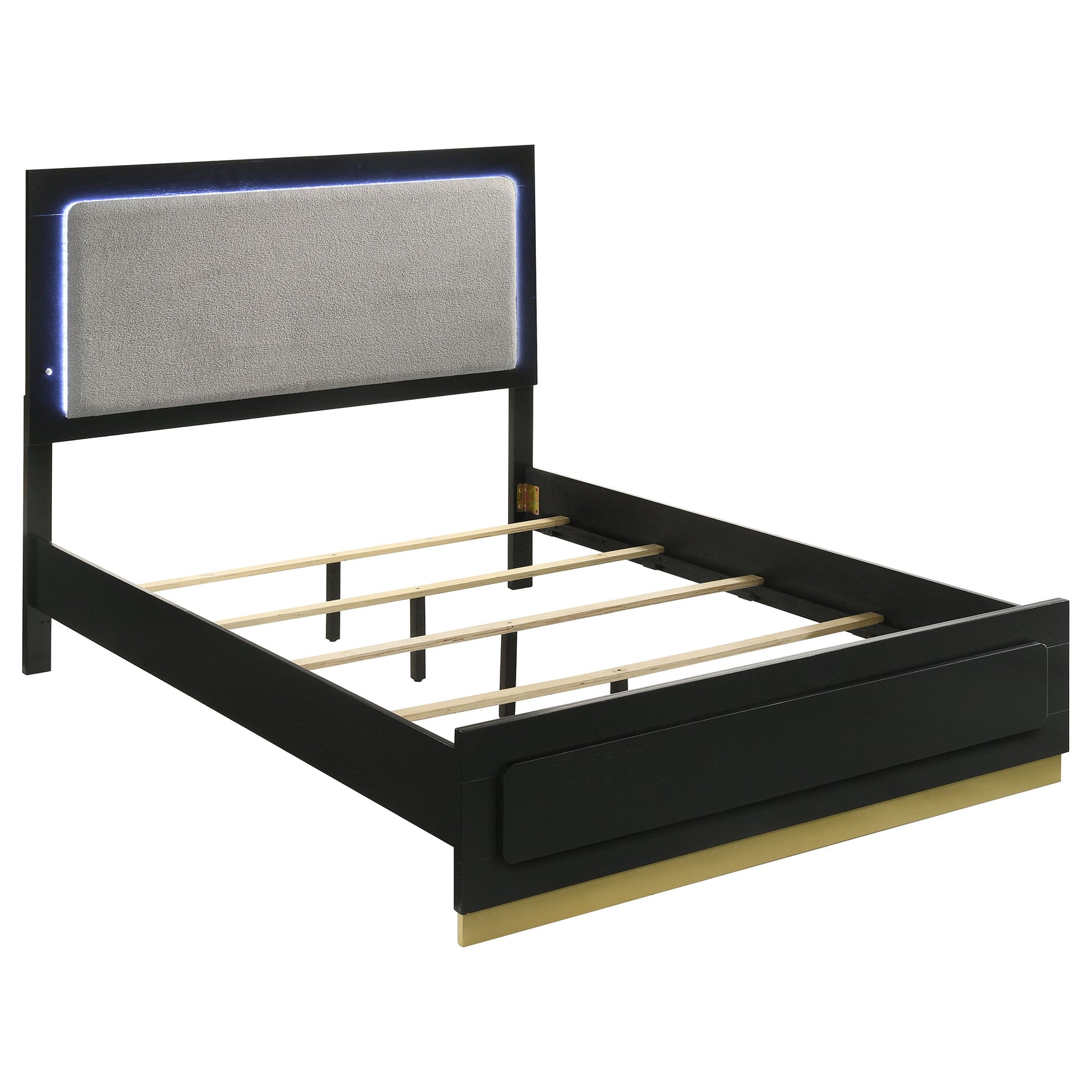Tampa Furniture Outlet - Coaster - Caraway Wood Queen LED Panel Bed Black - 224781Q