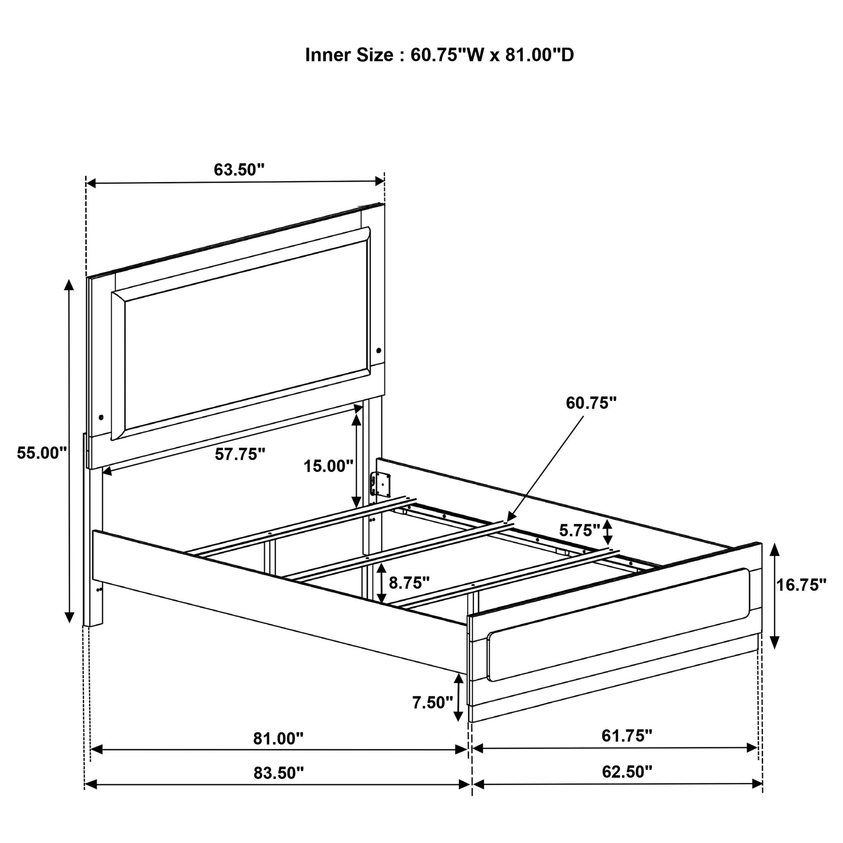 Caraway Wood Queen LED Panel Bed Black - Tampa Furniture Outlet