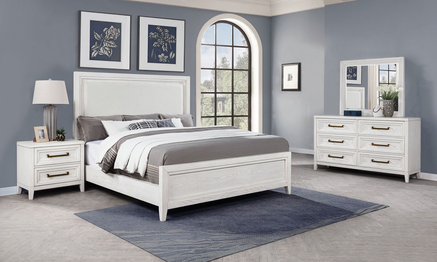 Tampa Furniture Outlet - Coaster - Marielle 4-piece Eastern King Bedroom Set Distressed White - 224841KE-S4
