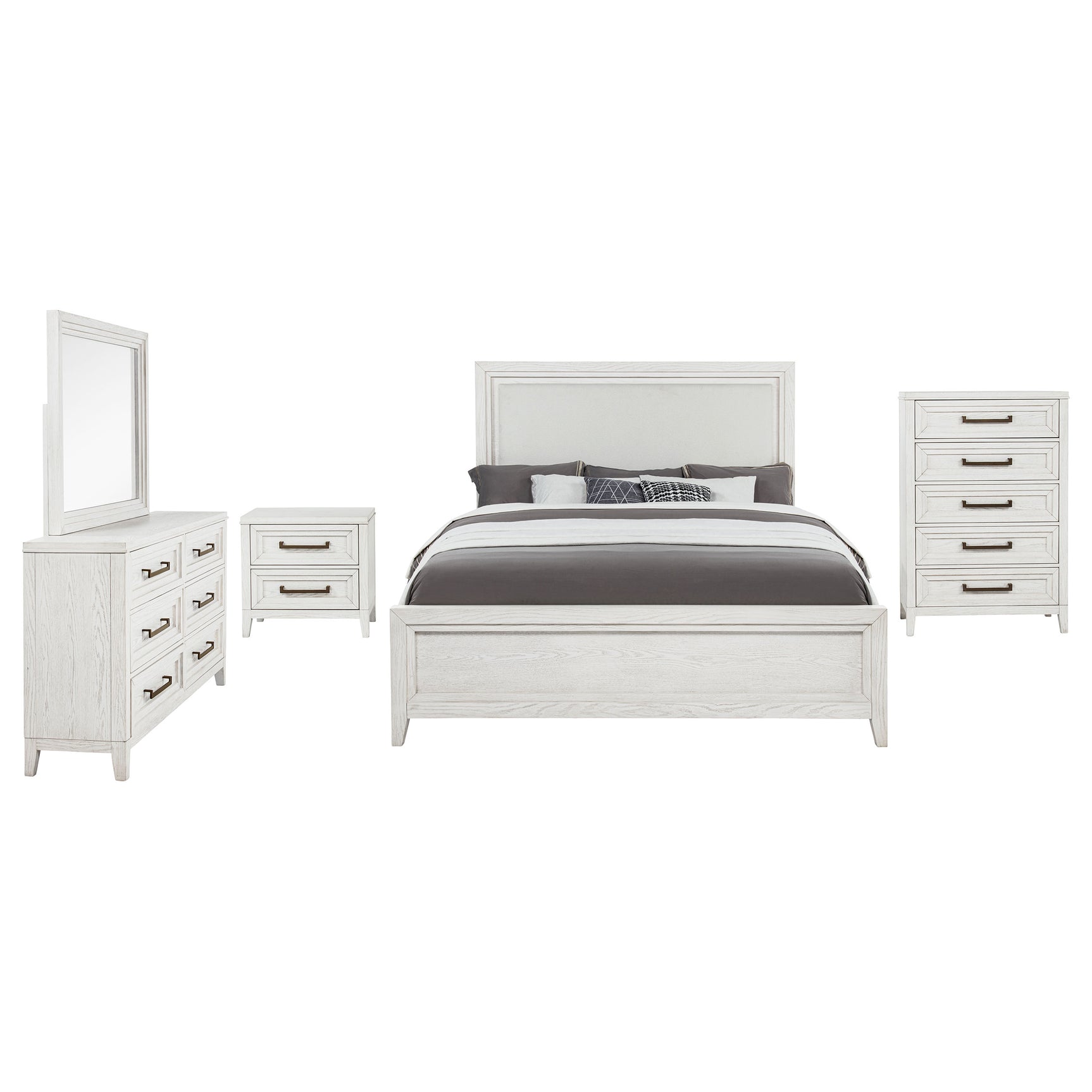 Marielle 5-piece Eastern King Bedroom Set Distressed White - Tampa Furniture Outlet