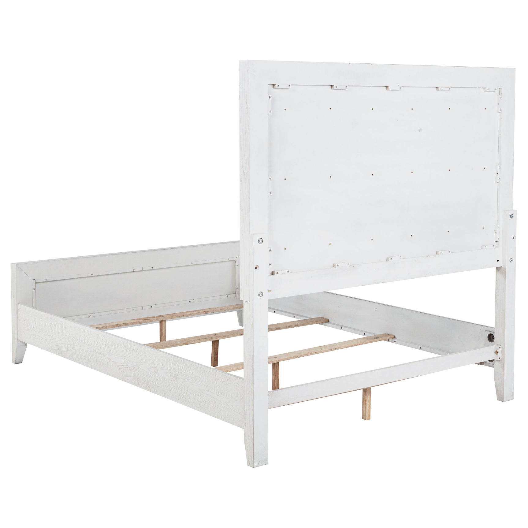 Marielle Queen Upholstered Panel Bed Distressed White - Tampa Furniture Outlet