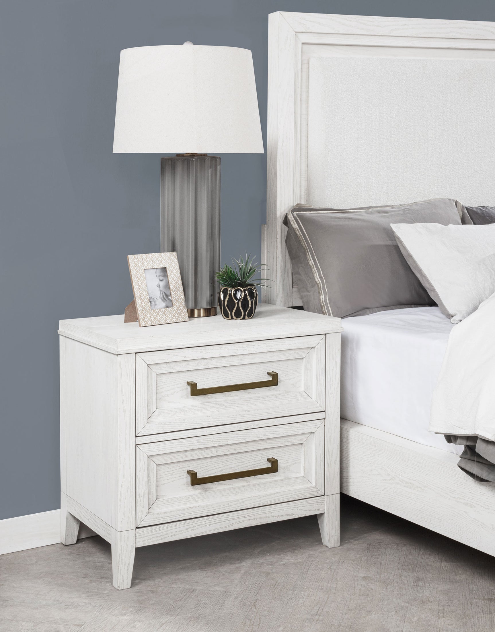 Marielle 2-drawer Nightstand Bedside Table Distressed White - Tampa Furniture Outlet