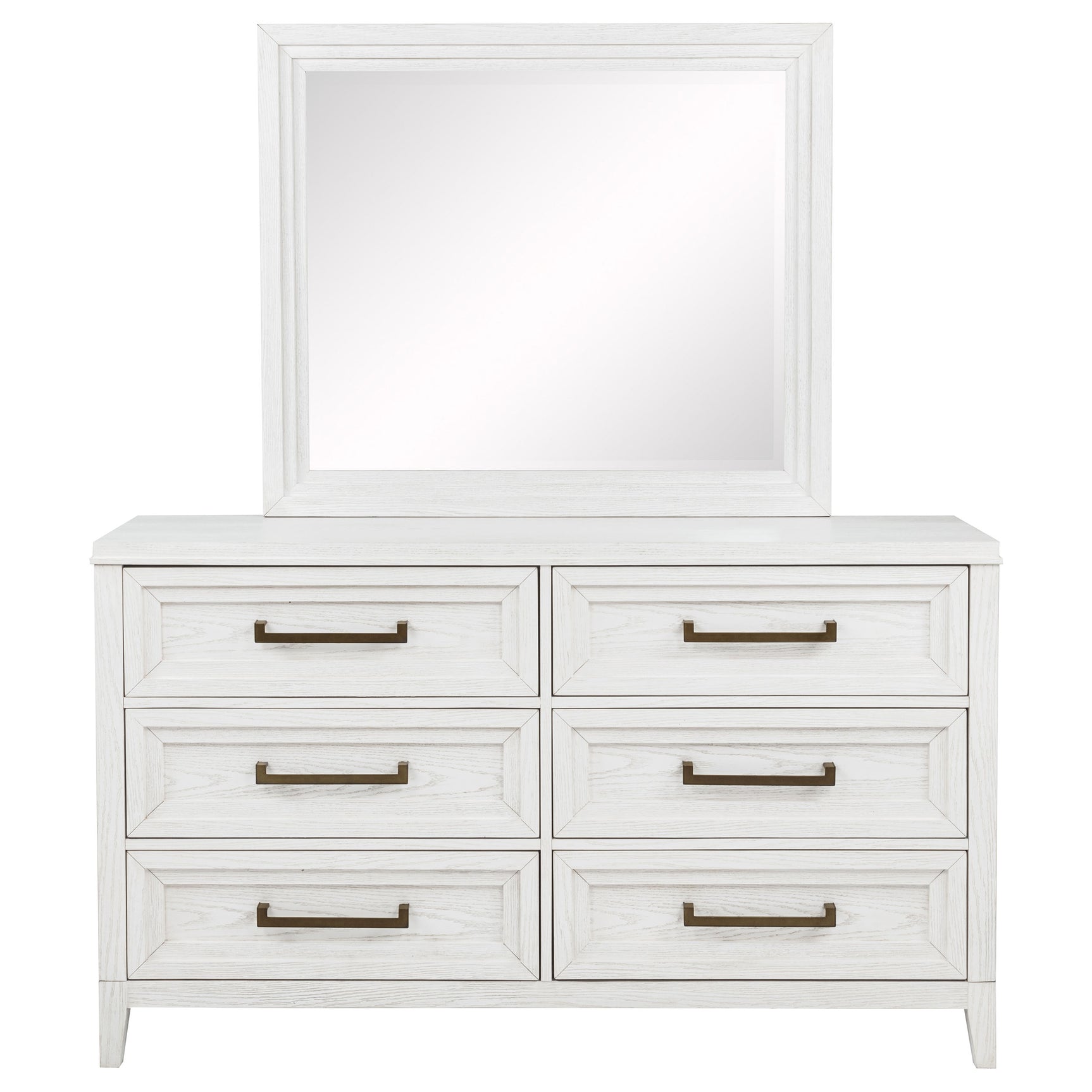 Marielle 6-drawer Dresser with Mirror Distressed White - Tampa Furniture Outlet