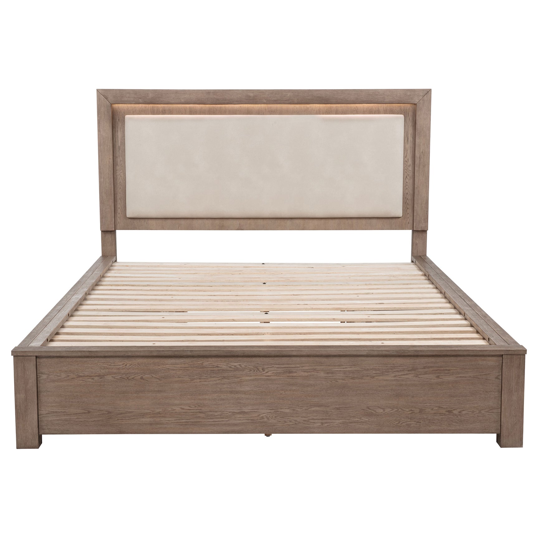 Kenora 56-inch California King LED Storage Bed Barley Brown - Tampa Furniture Outlet