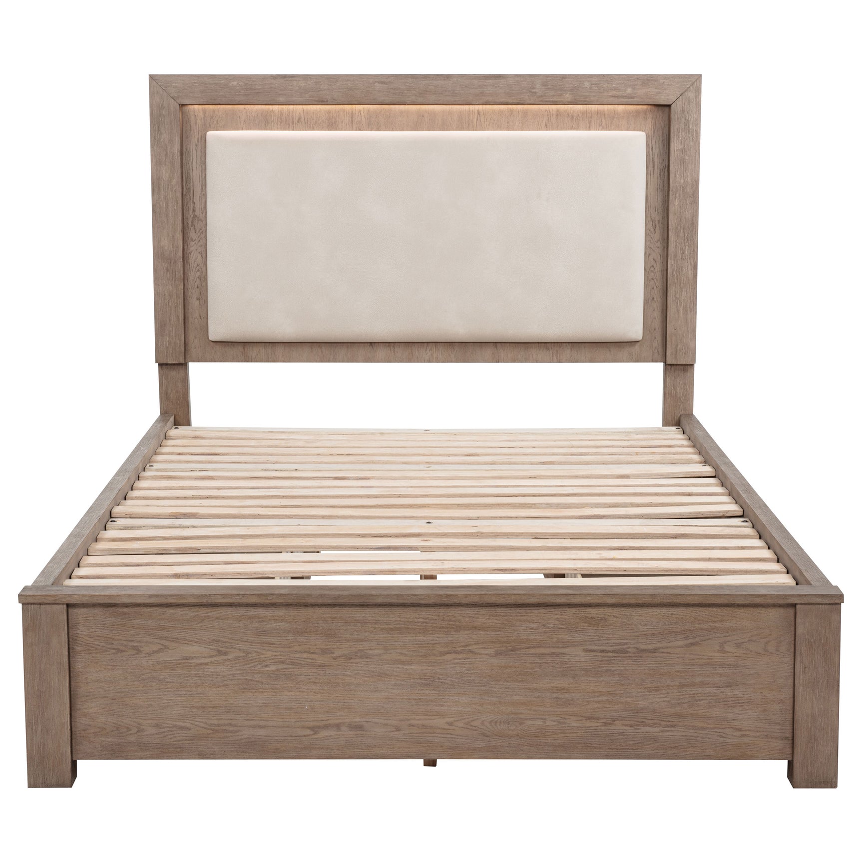 Kenora 56-inch Queen LED Storage Bed Barley Brown - Tampa Furniture Outlet