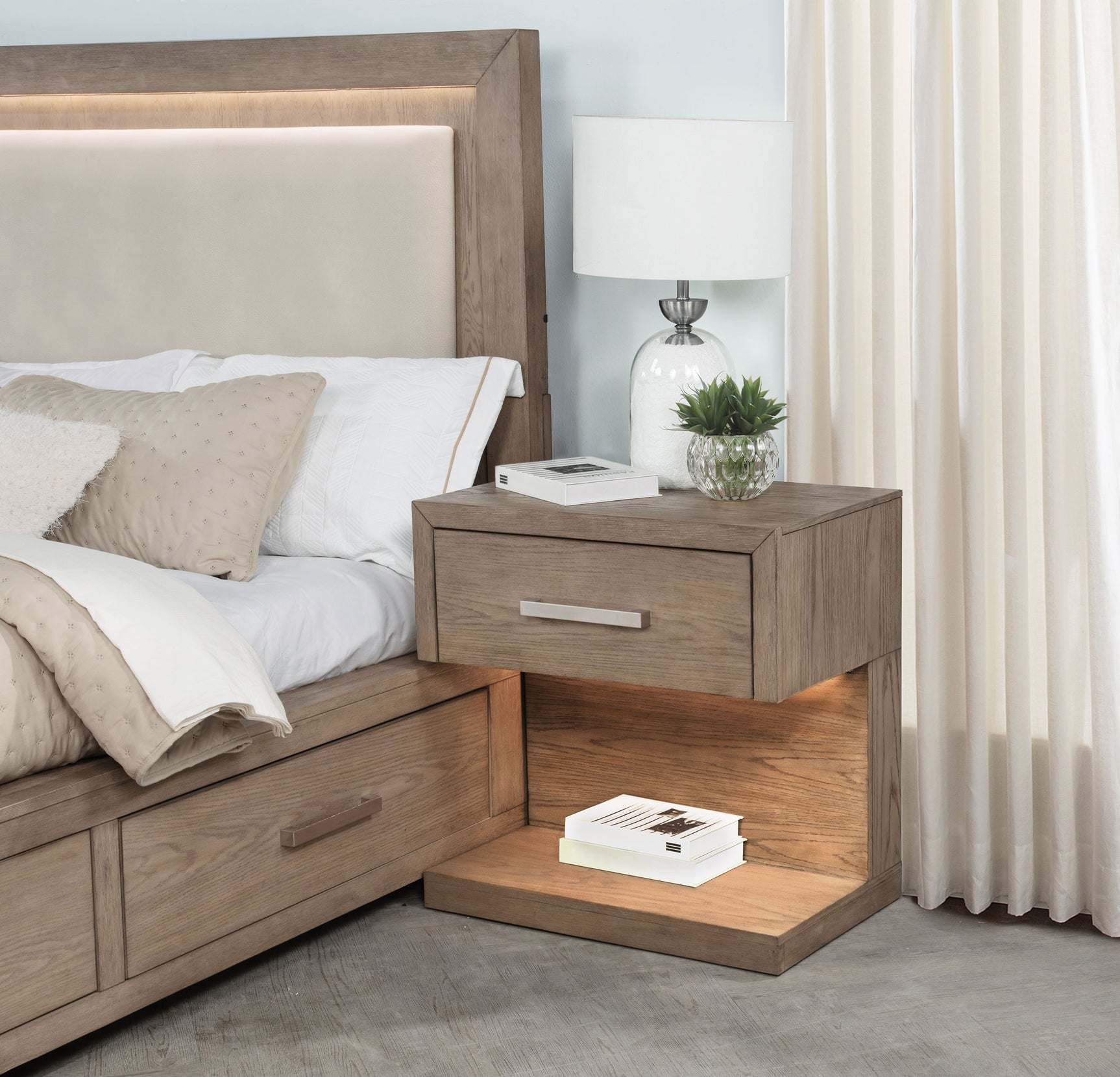 Kenora 1-drawer Nightstand Bedside Table Barley Brown - Tampa Furniture Outlet