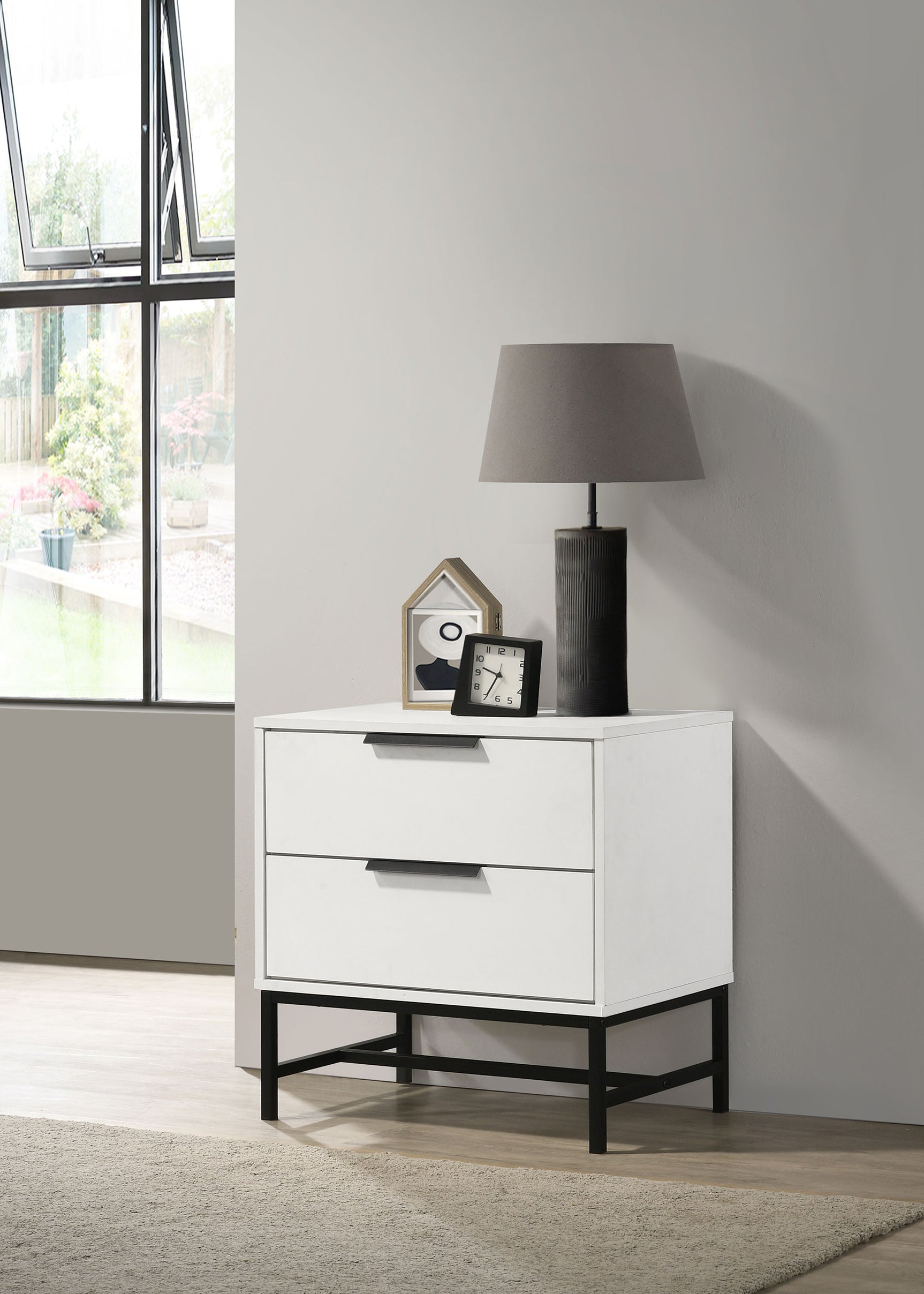 Sonora 2-drawer Nightstand Bedside Table White - Tampa Furniture Outlet
