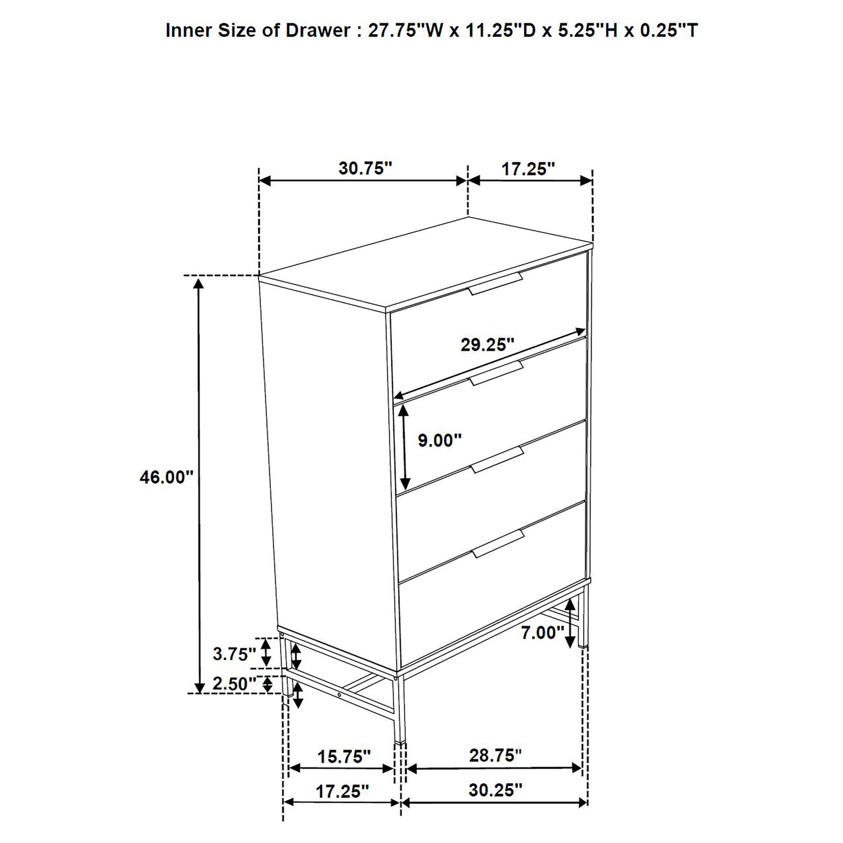 Sonora 4-drawer Bedroom Chest White - Tampa Furniture Outlet