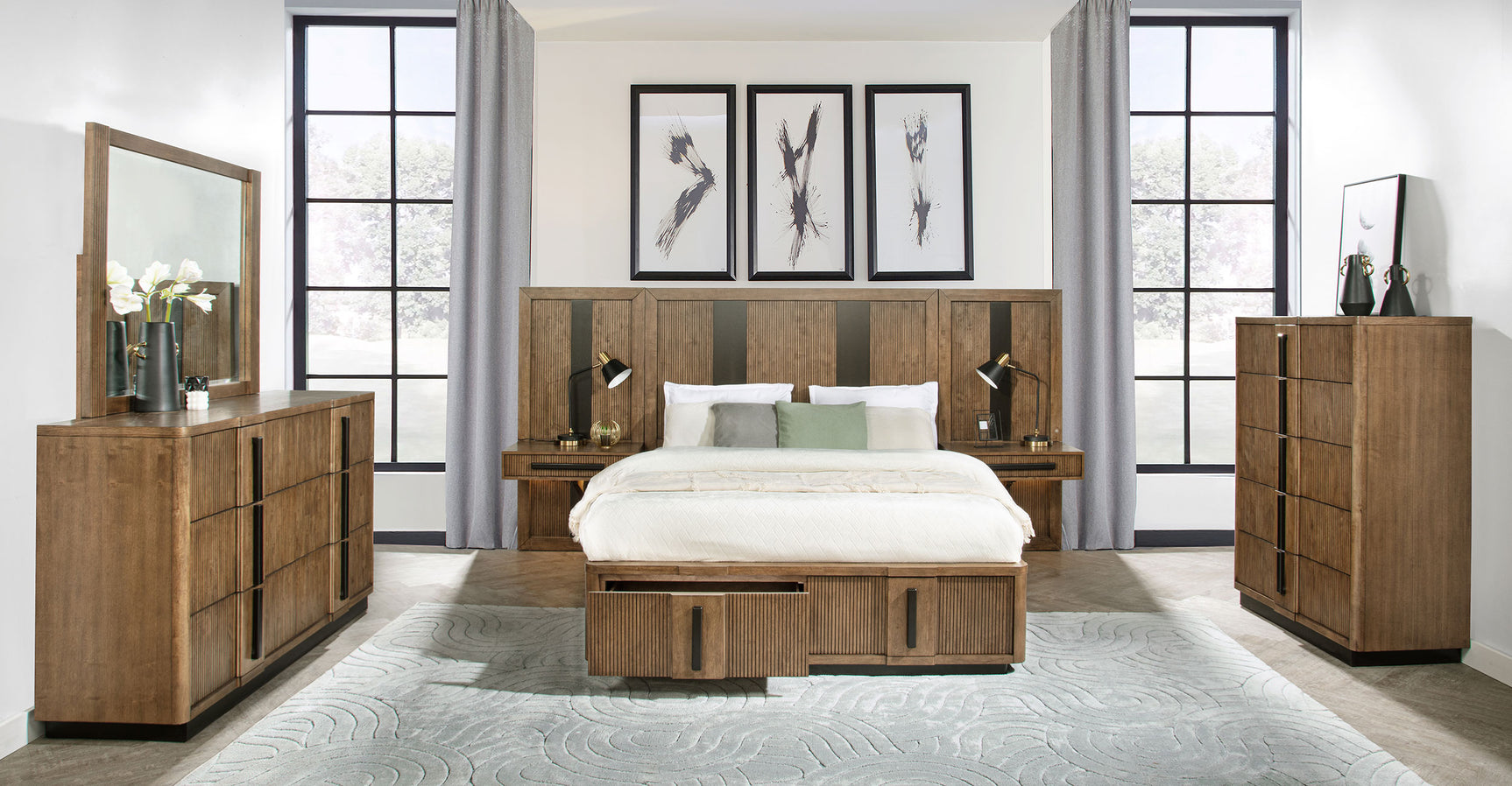 Tampa Furniture Outlet - Coaster - Terrace 6-piece California King Panel Bedroom Set Ash Brown - 224900KW-S6P