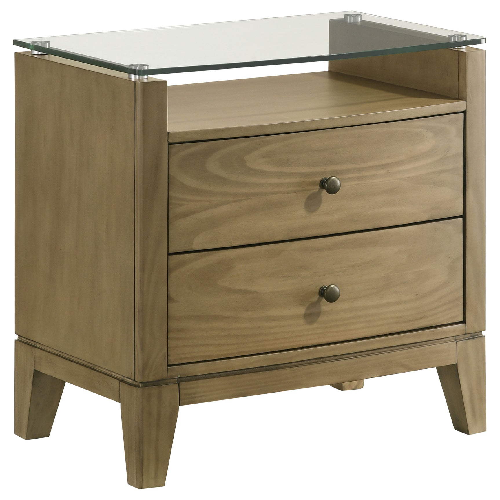 Tampa Furniture Outlet - Coaster - Granada 2-drawer Glass Top Nightstand Natural Pine - 224922