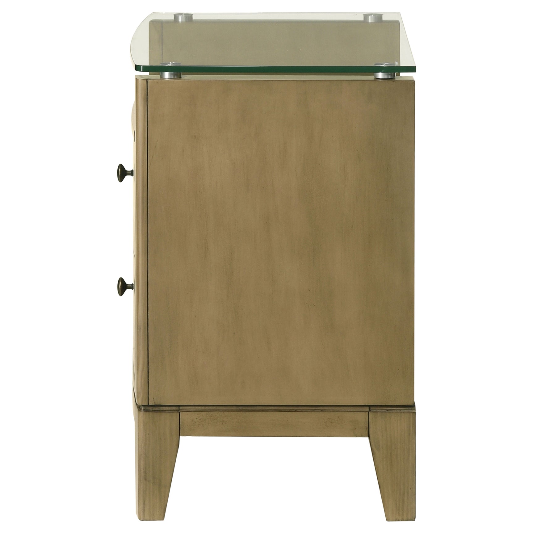Granada 2-drawer Glass Top Nightstand Natural Pine - Tampa Furniture Outlet