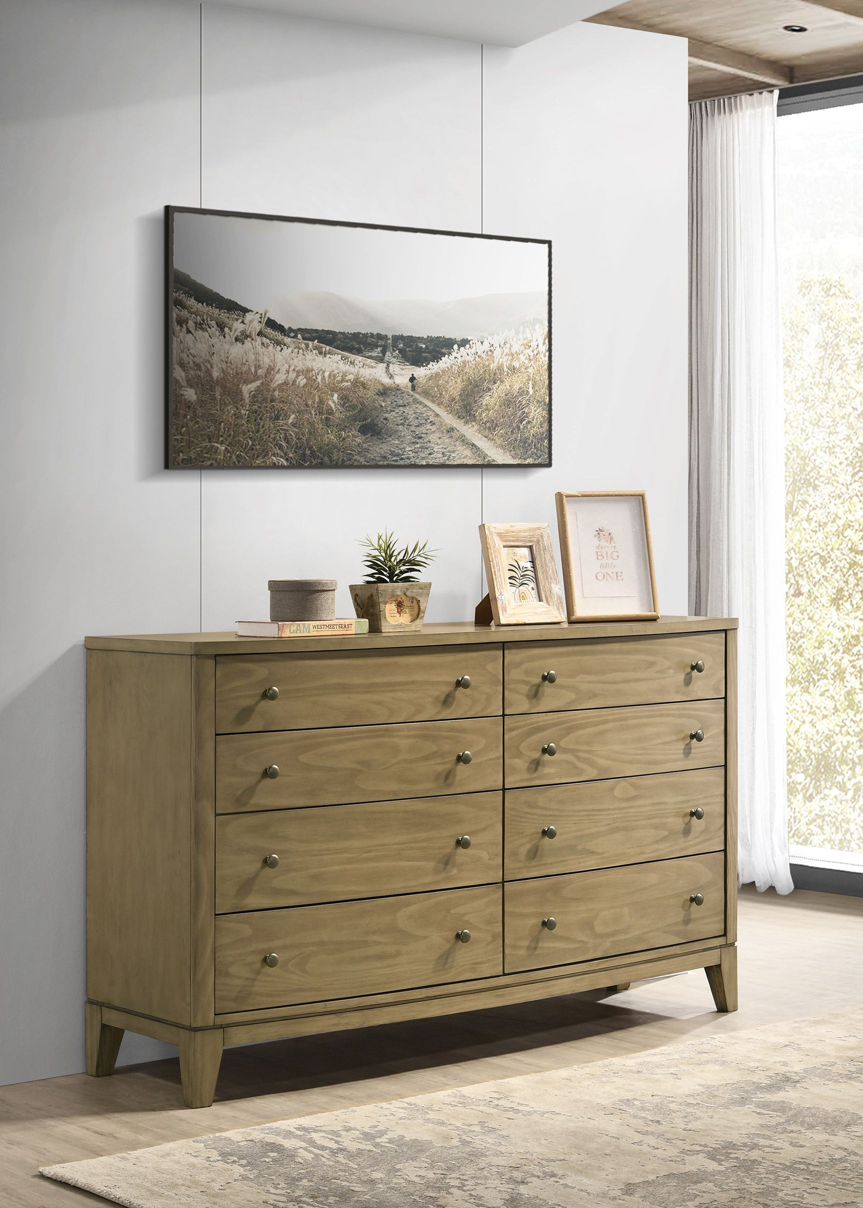 Granada 8-drawer Dresser Cabinet Natural Pine - Tampa Furniture Outlet