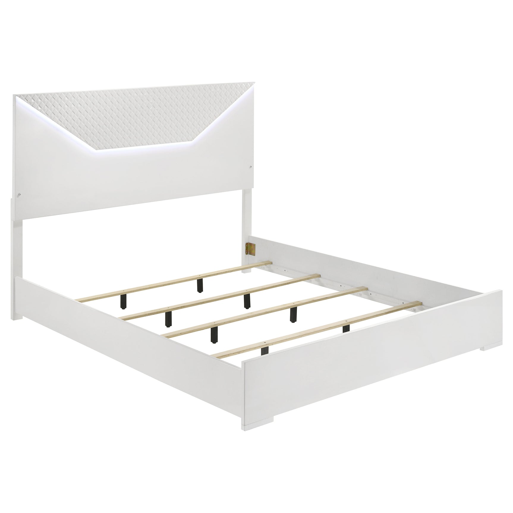 Ives 5-piece Eastern King Bedroom Set White High Gloss - Tampa Furniture Outlet